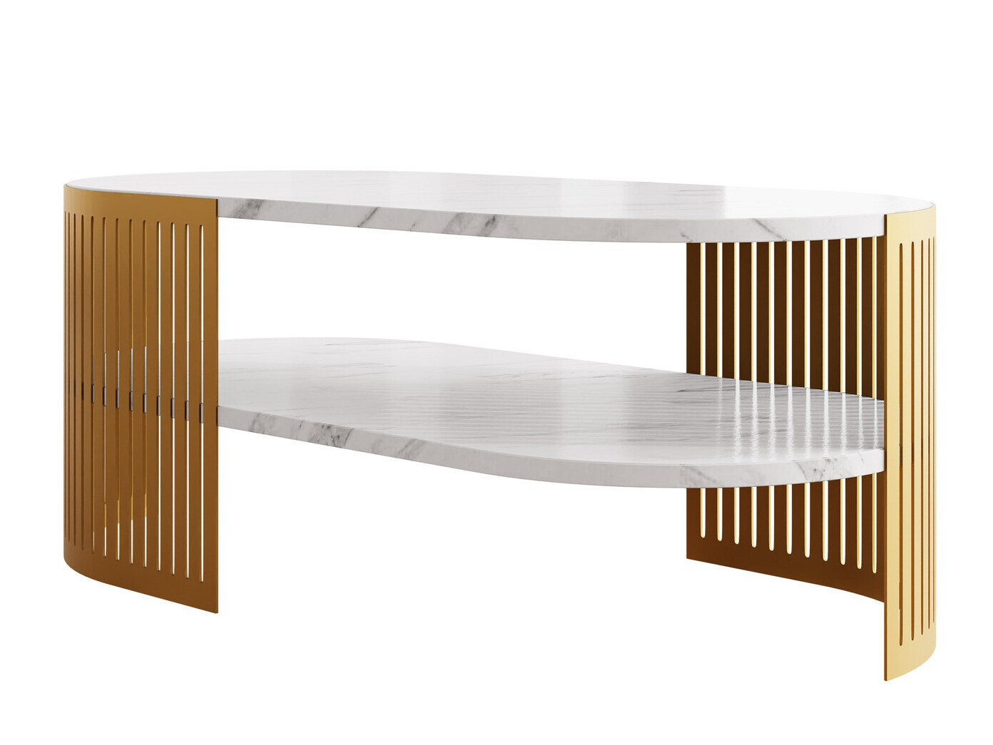 Mesa de centro Sordore 119 (Dourado + Marmore branco)