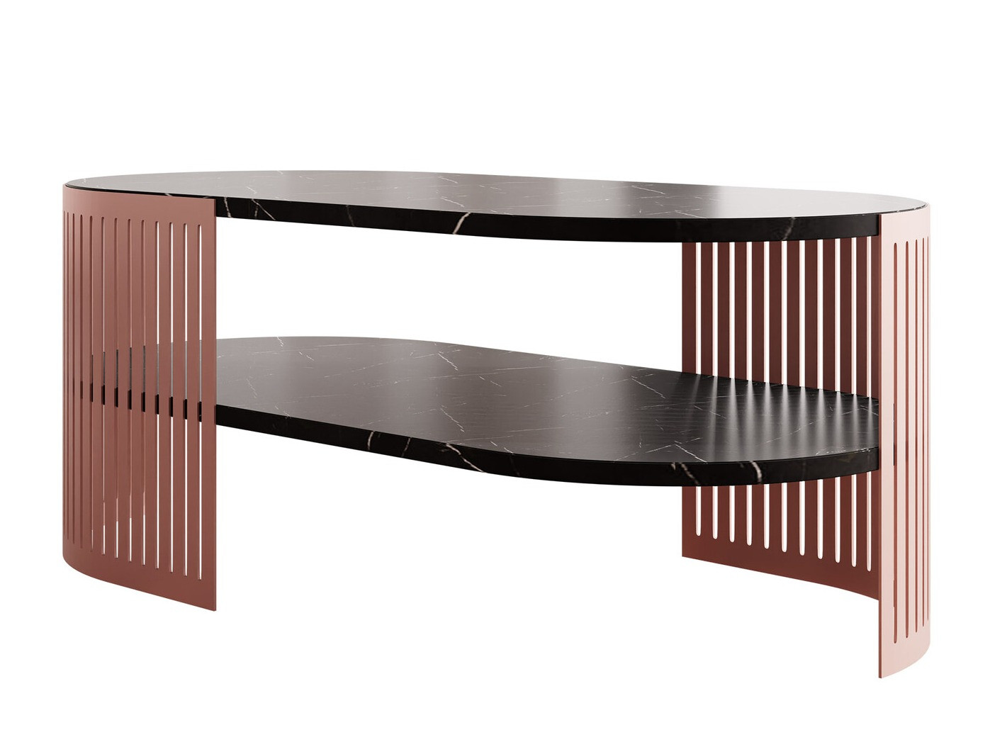 Mesa de centro Sordore 120 (Rosé + Mármore preto)