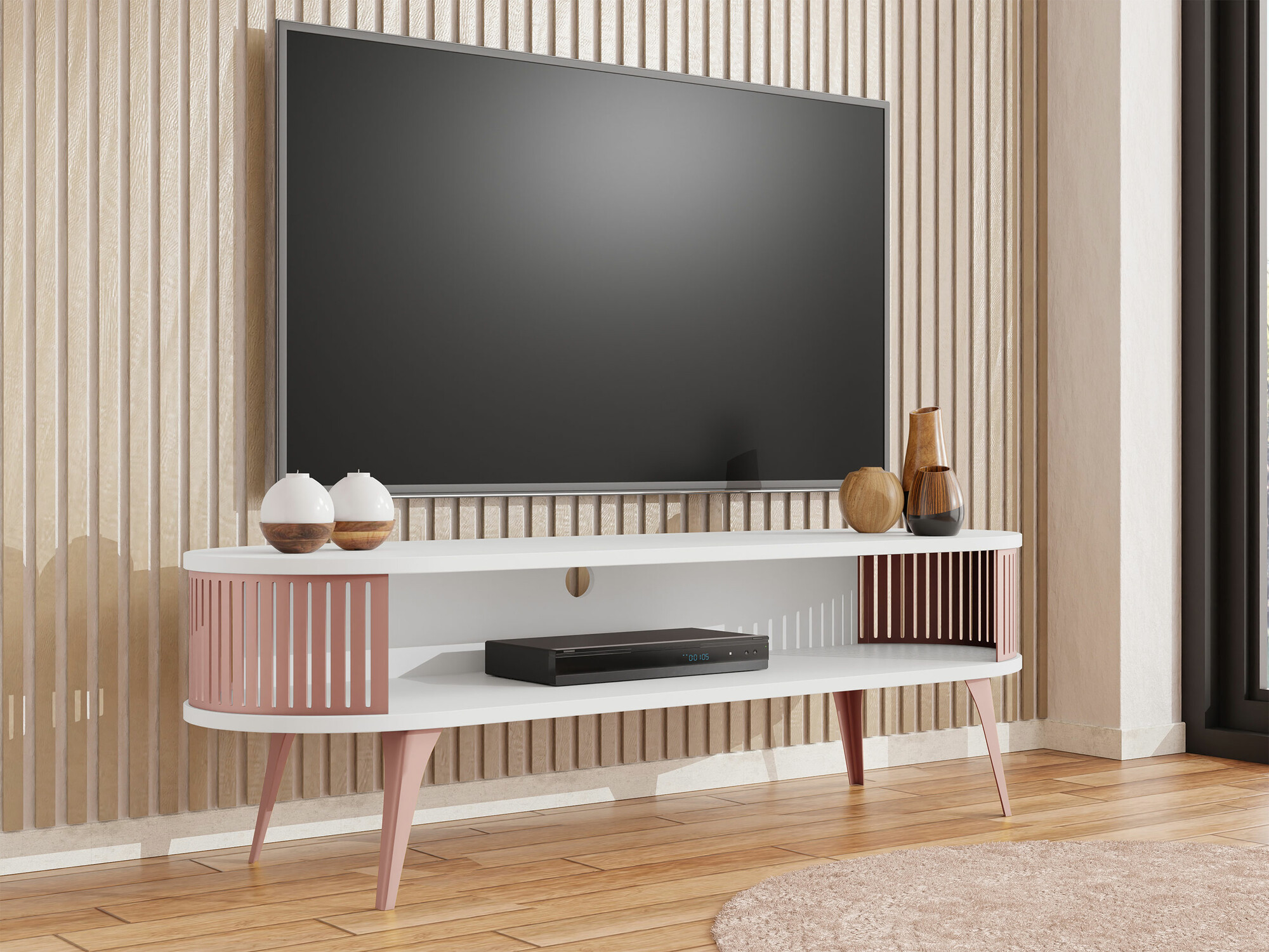 Móvel de TV Vitum II (Rosé + Branco)