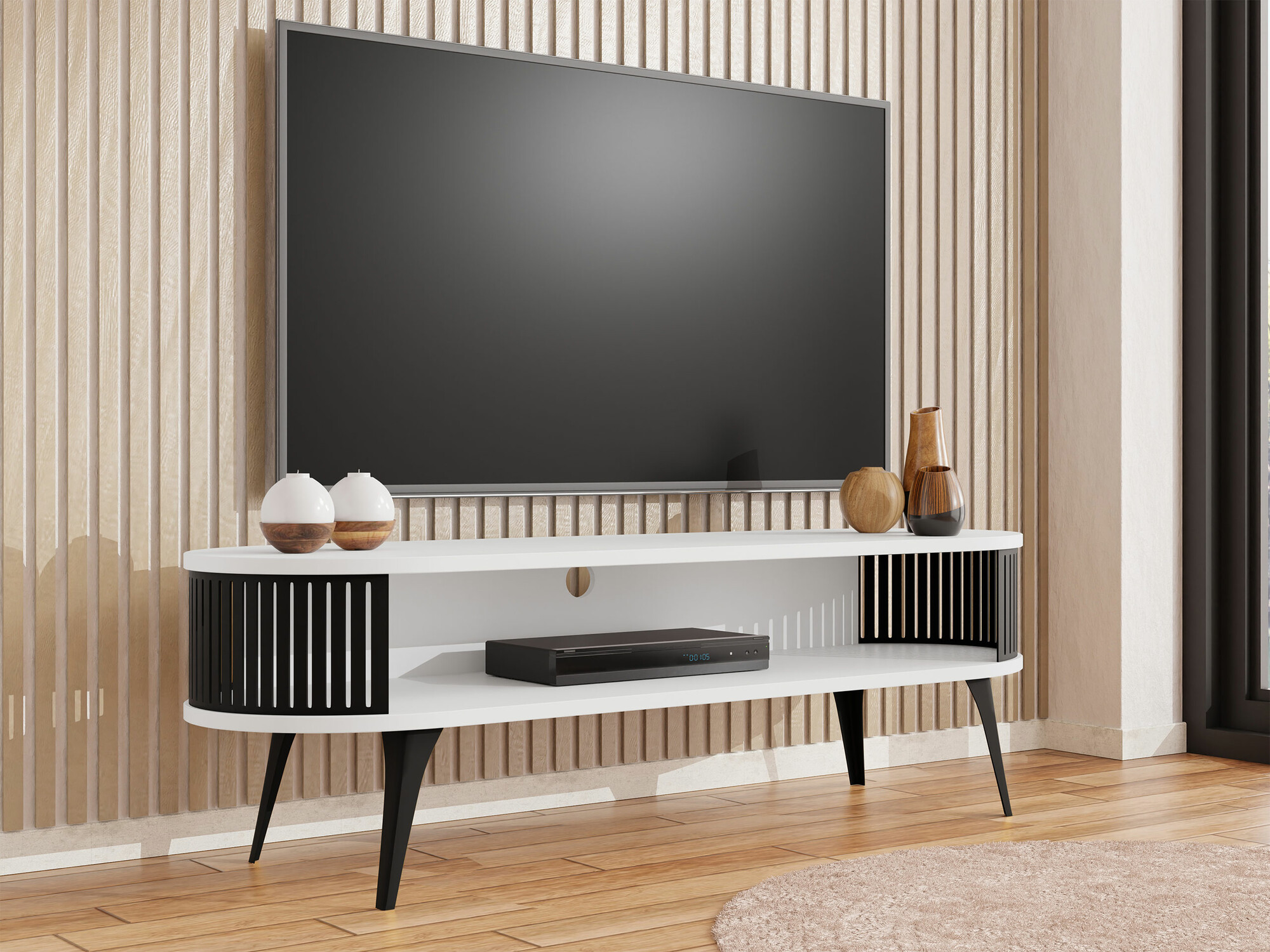 Móvel de TV Vitum (Preto + Branco)