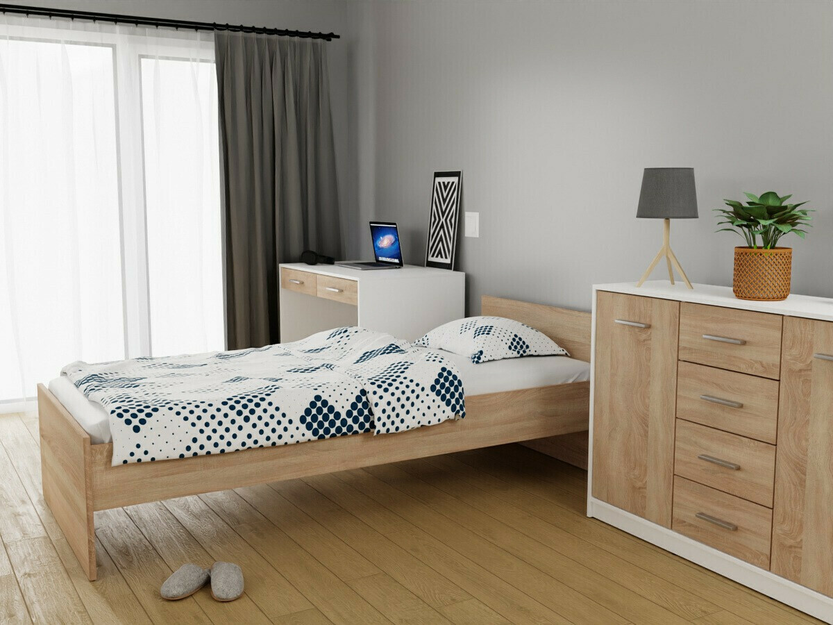 Conjunto para quarto Novsore 149 (Branco + Carvalho sonoma)