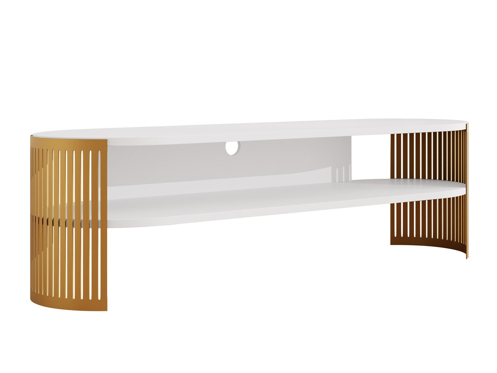 Móvel de TV Evanola 110 (Dourado + Branco)