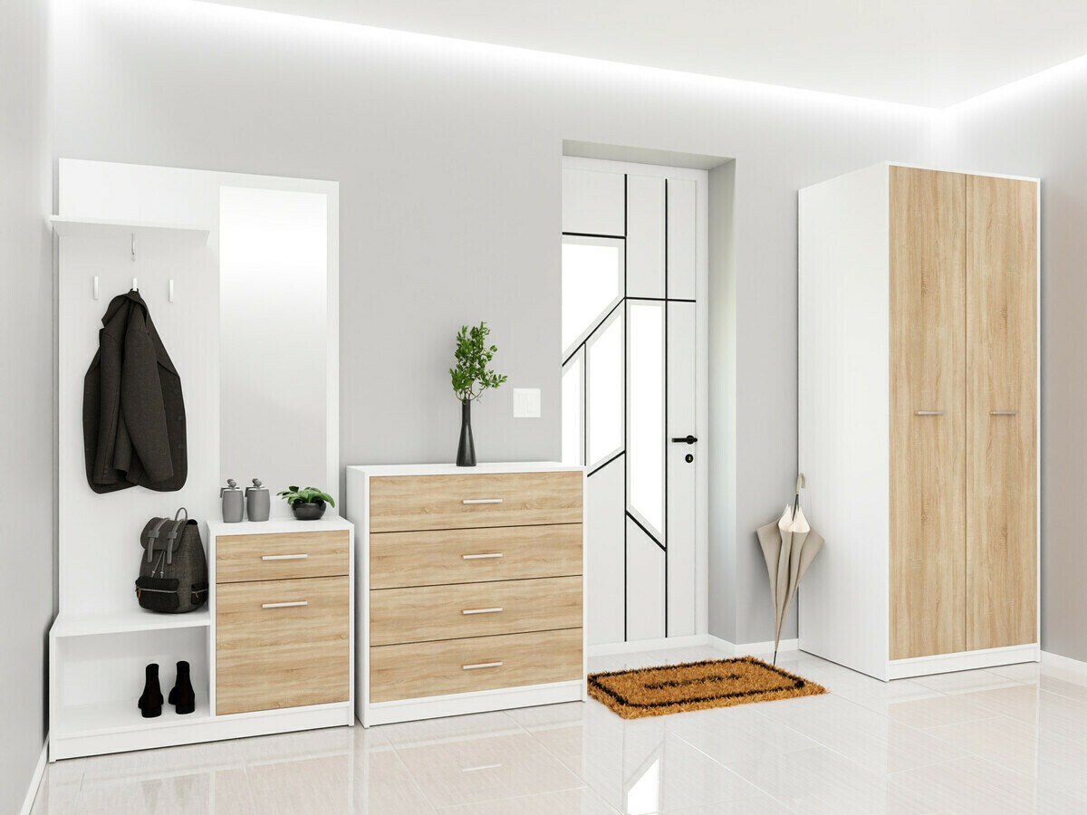 Conjunto de entrada Novsore 154 (Branco + Carvalho sonoma)