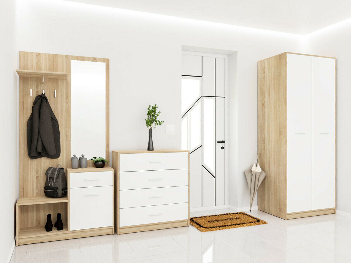 Conjunto de entrada Novsore 154 (Carvalho sonoma + Branco)