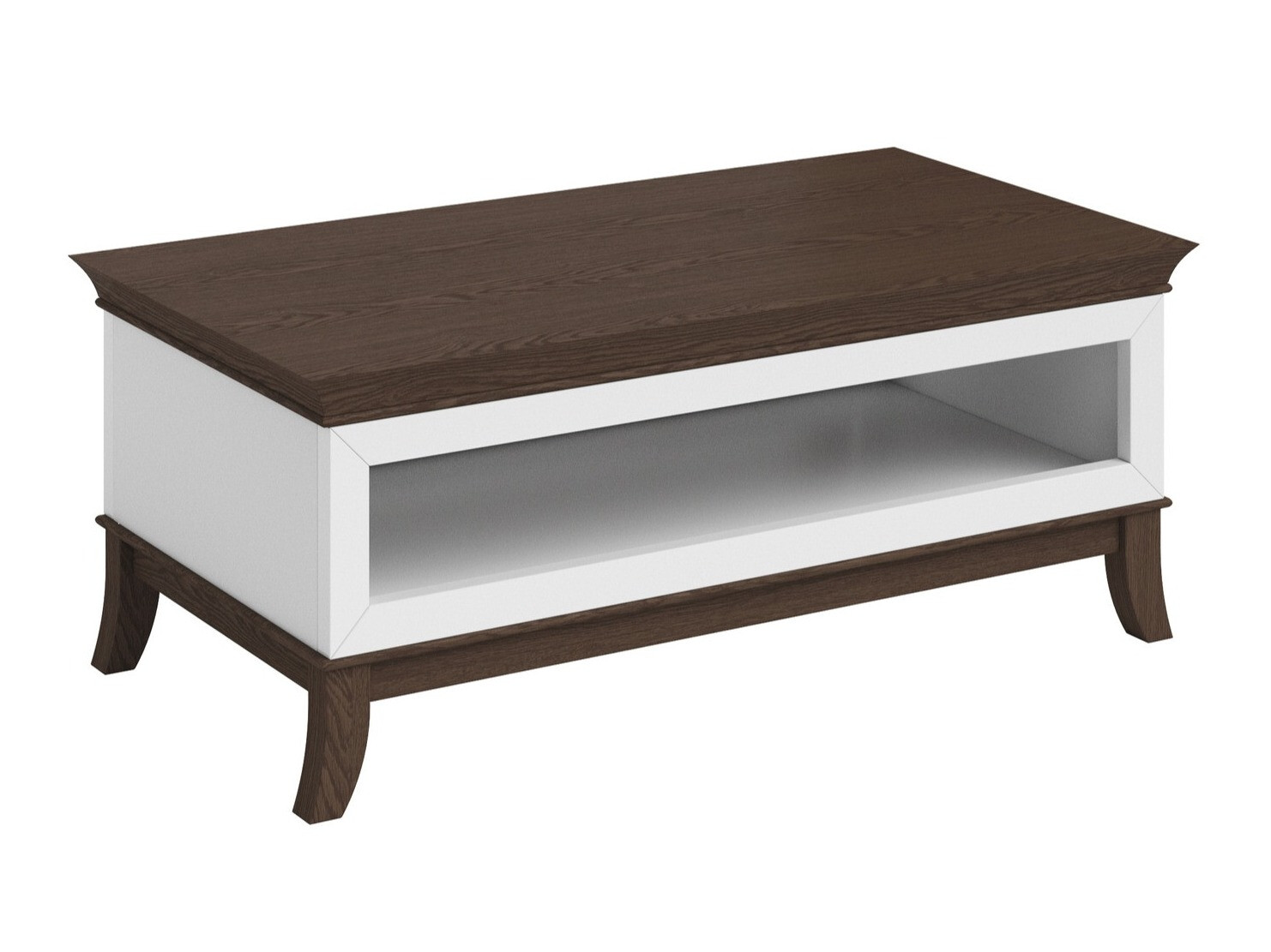 Mesa para revistas Austin BA107 (Branco brilhante + Carvalho escuro)