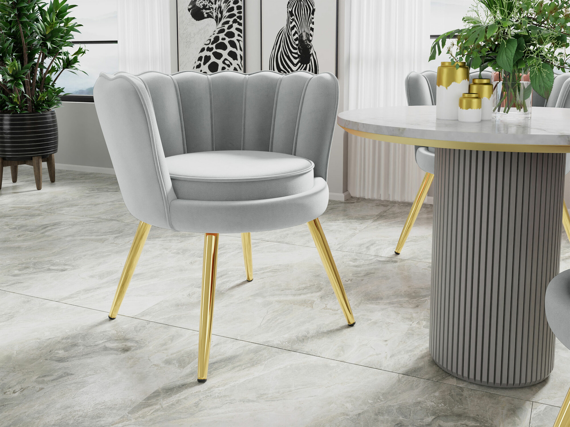 Poltrona Comfivo Univae (Cinzento + Dourado)