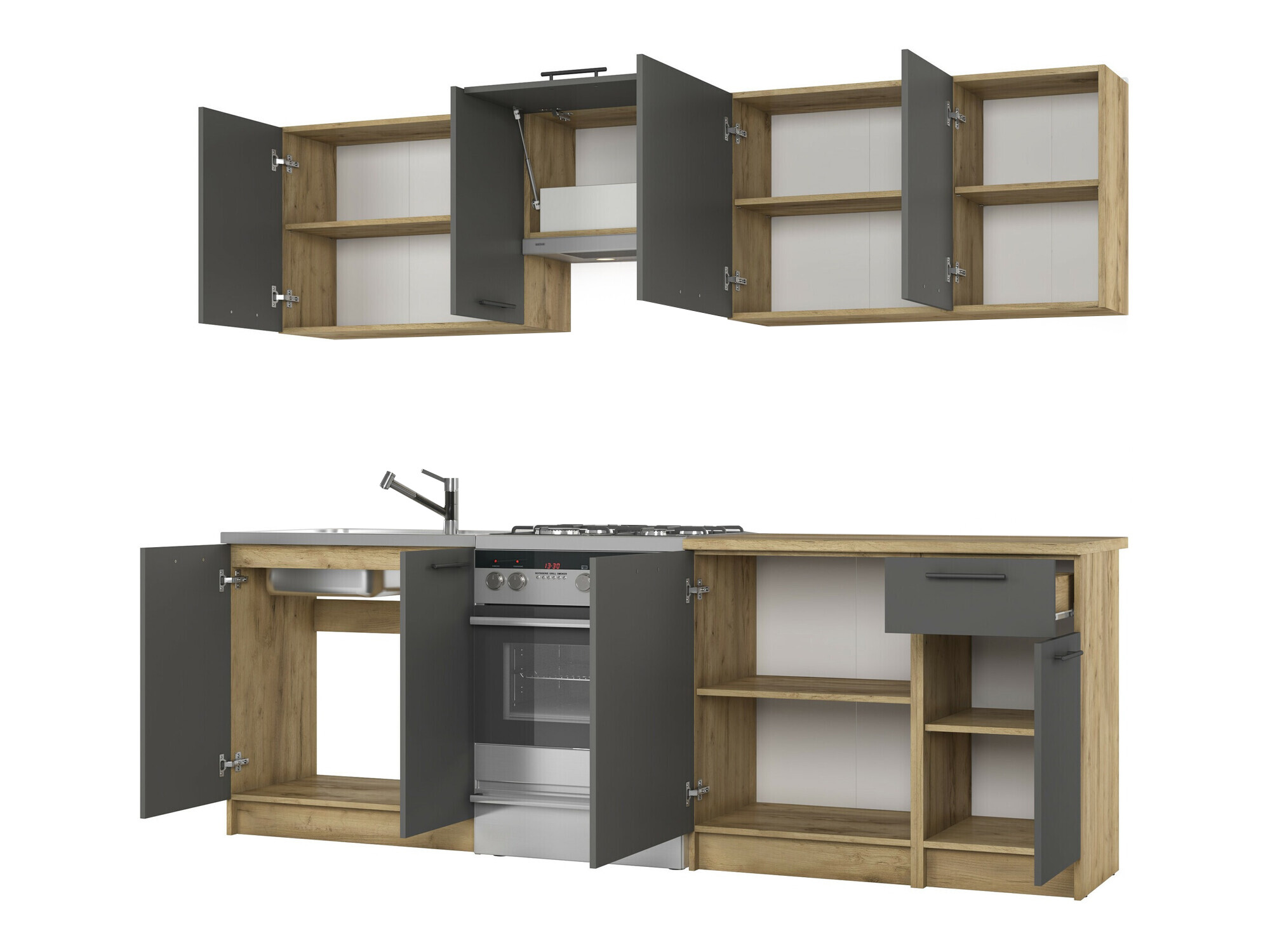 Conjunto para cozinha Houston 856 (Antracite + Craft carvalho)