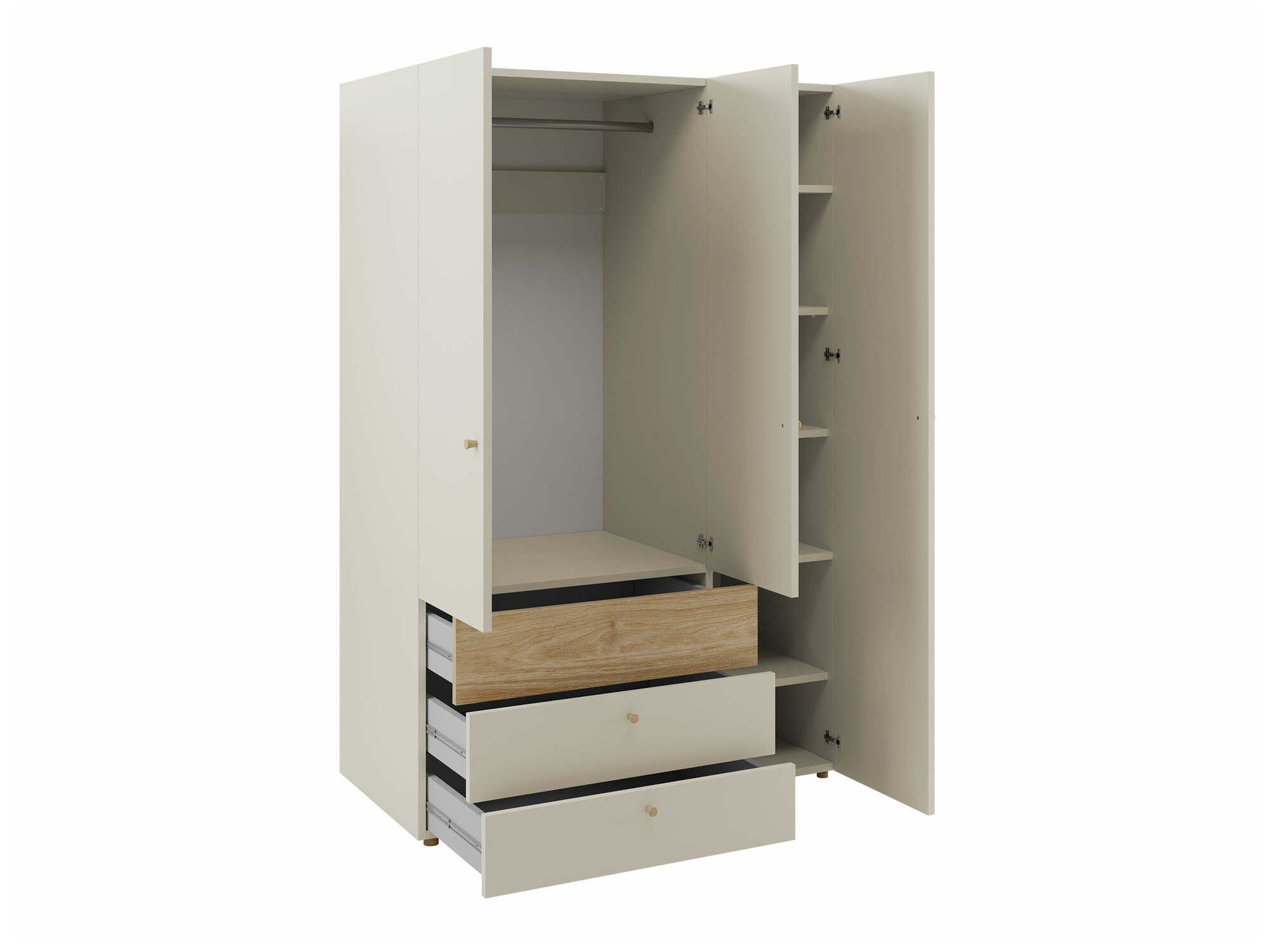 Roupeiro Domcali 100 (Bege + Carvalho)