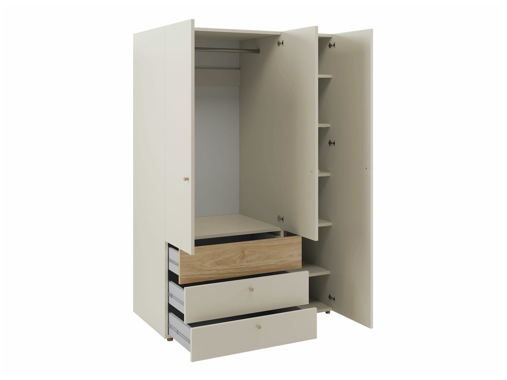 Roupeiro Domcali 100 (Cinzento + Carvalho)