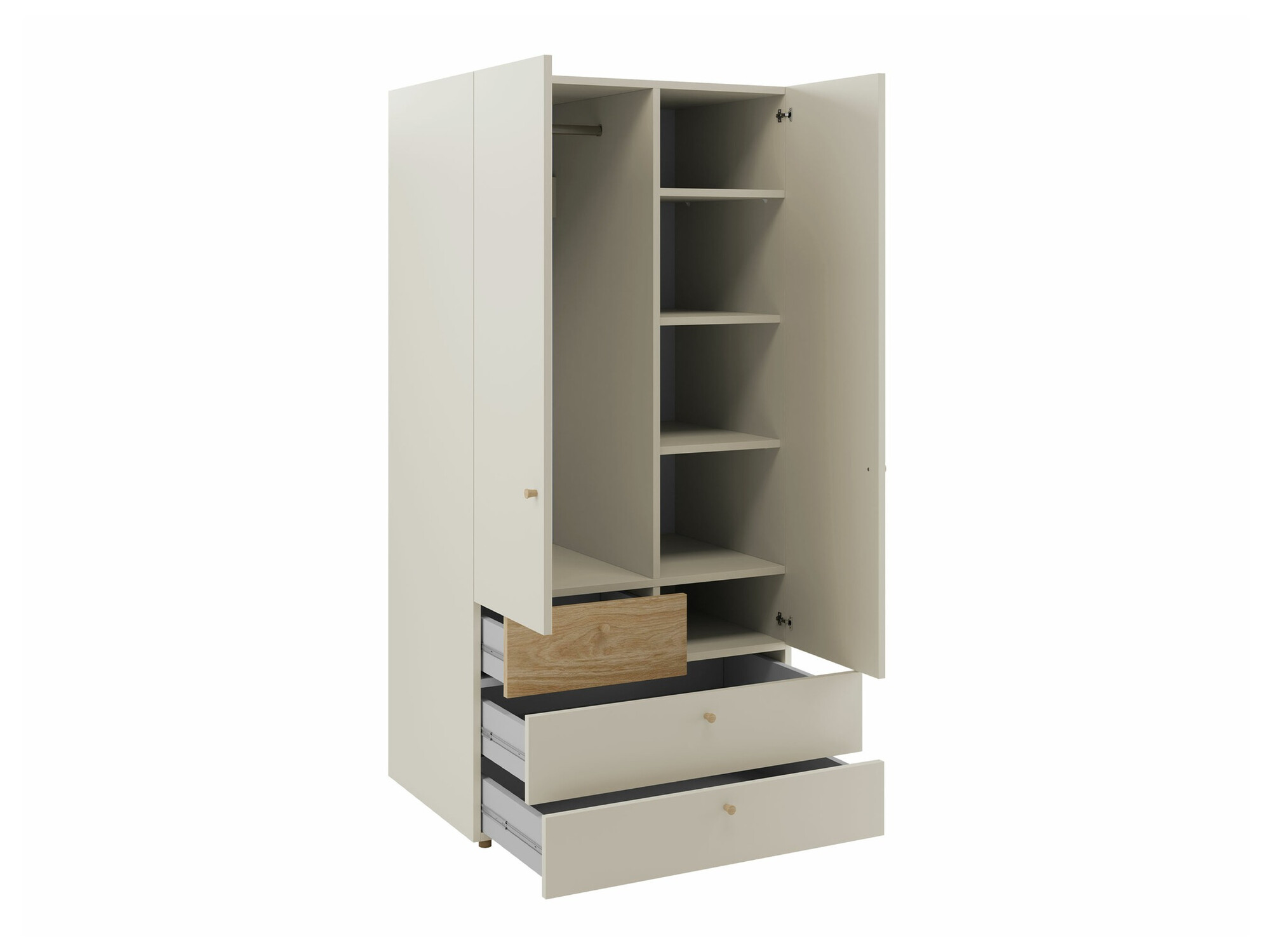 Roupeiro Domcali 101 (Bege + Carvalho)