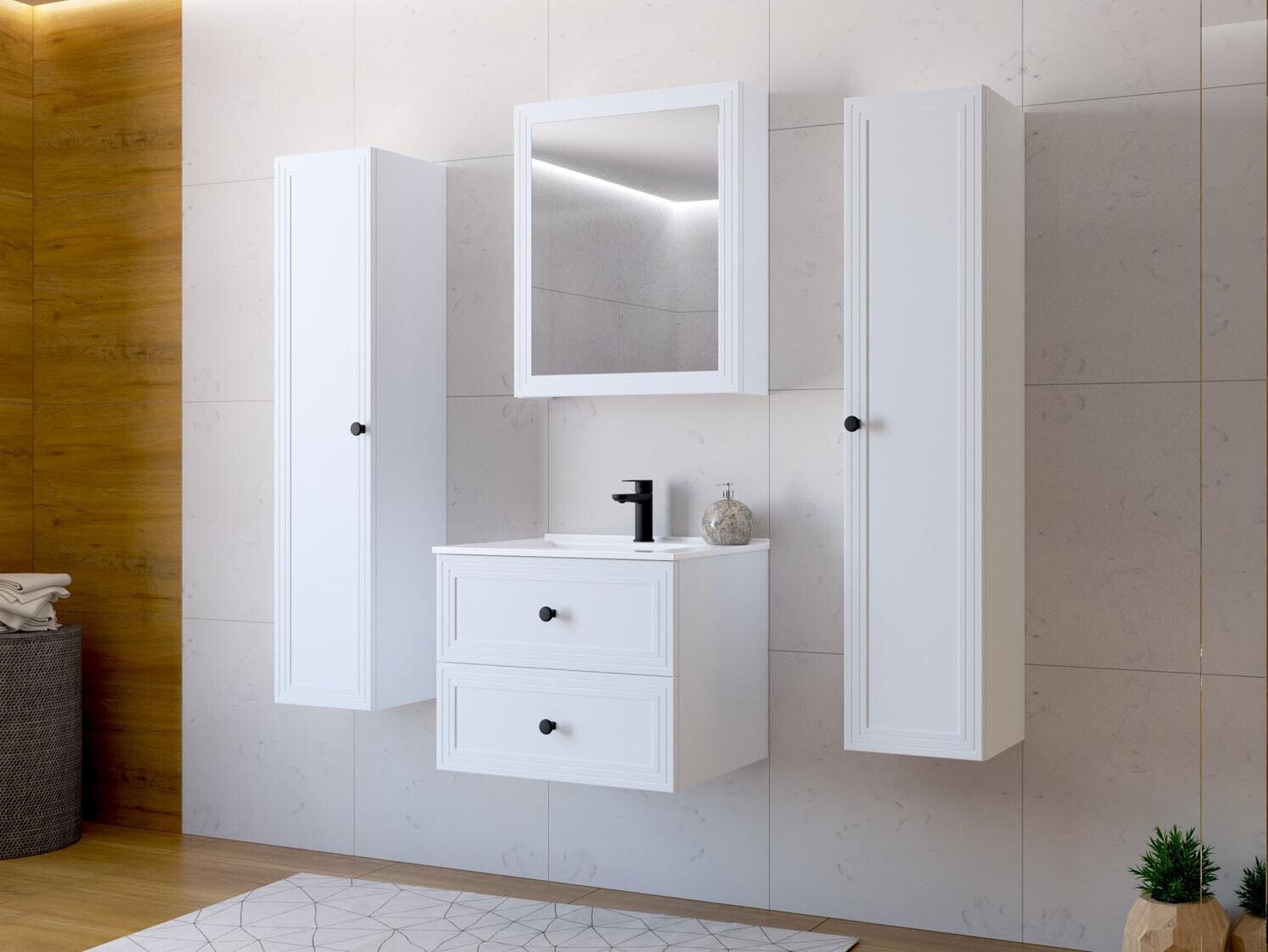 Armário com espelho para casa de banho Fiovele 101 (Branco)