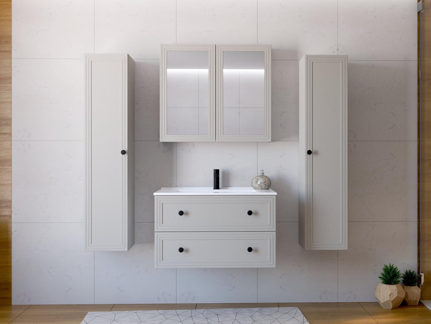 Armário com espelho para casa de banho Fiovele 102 (Caxemira)