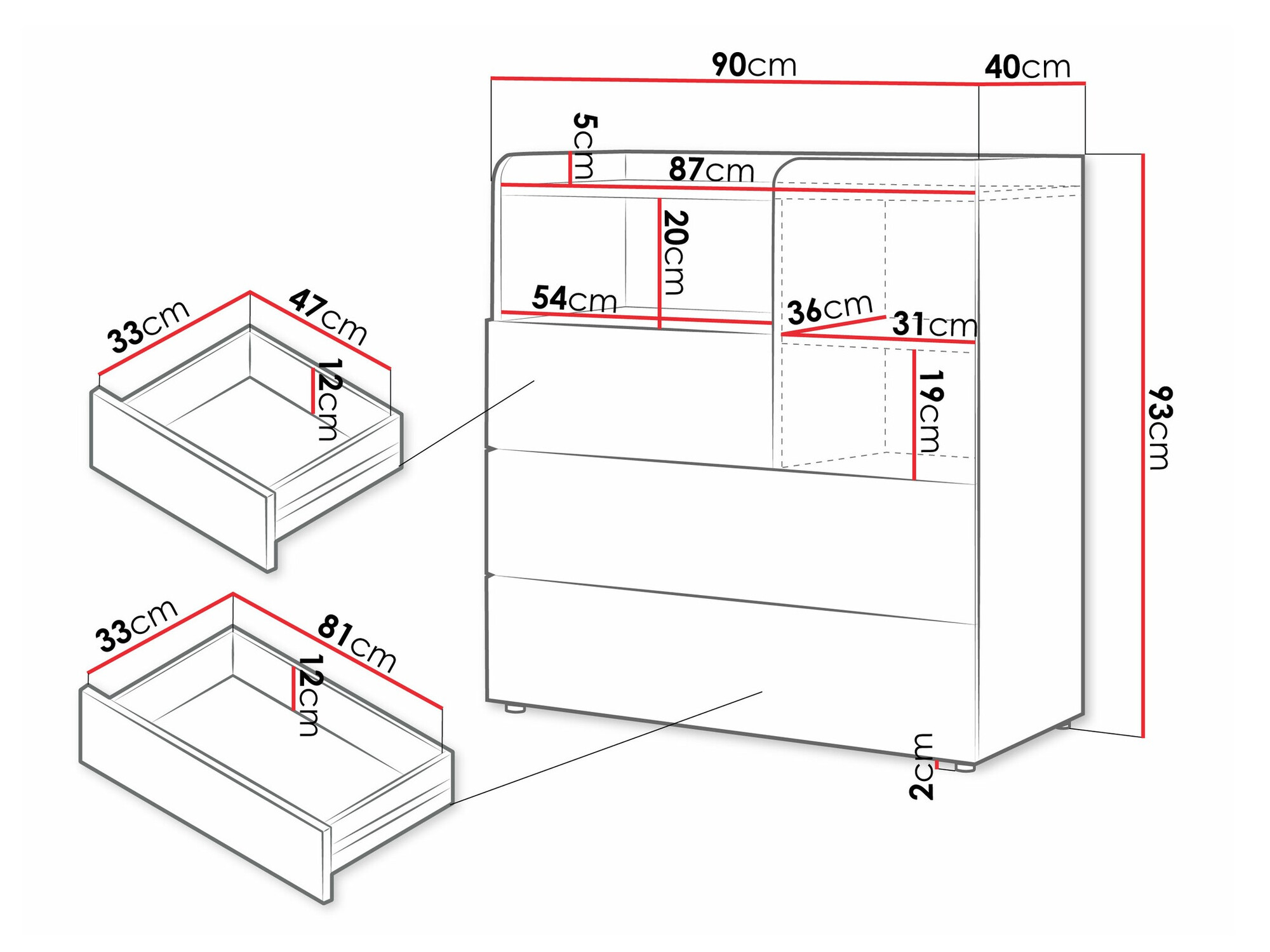 Cómoda Domcali 109 (Cinzento + Carvalho)