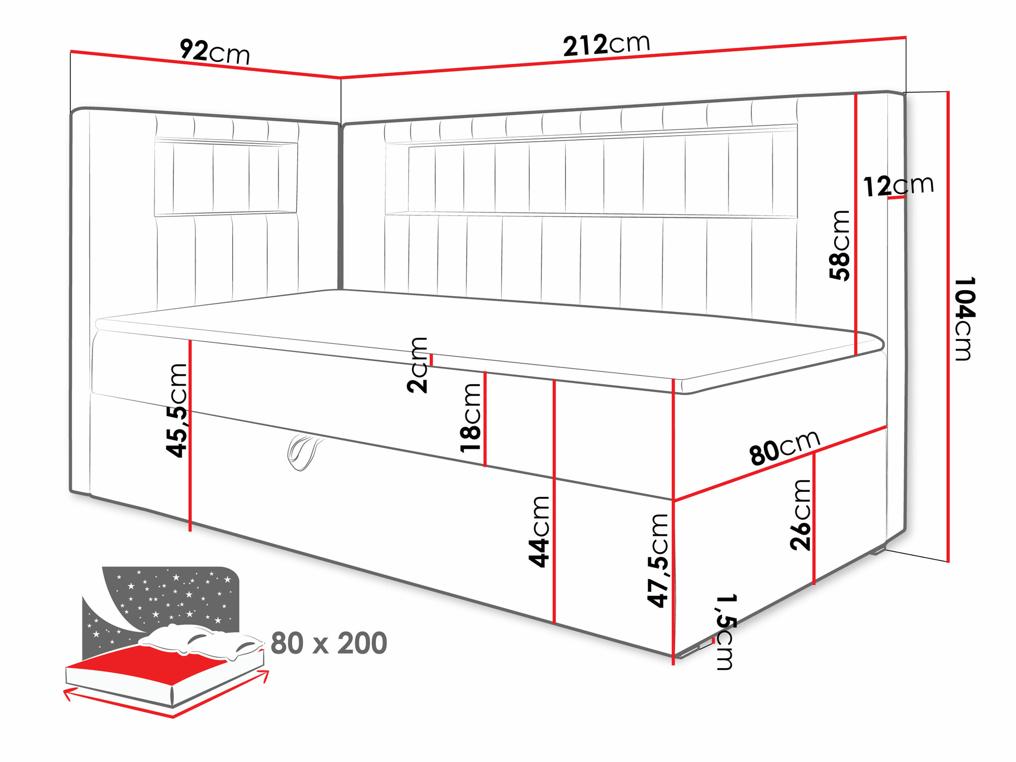 Cama continental Baltimore 172 (Soft 017 + Fresh 12)