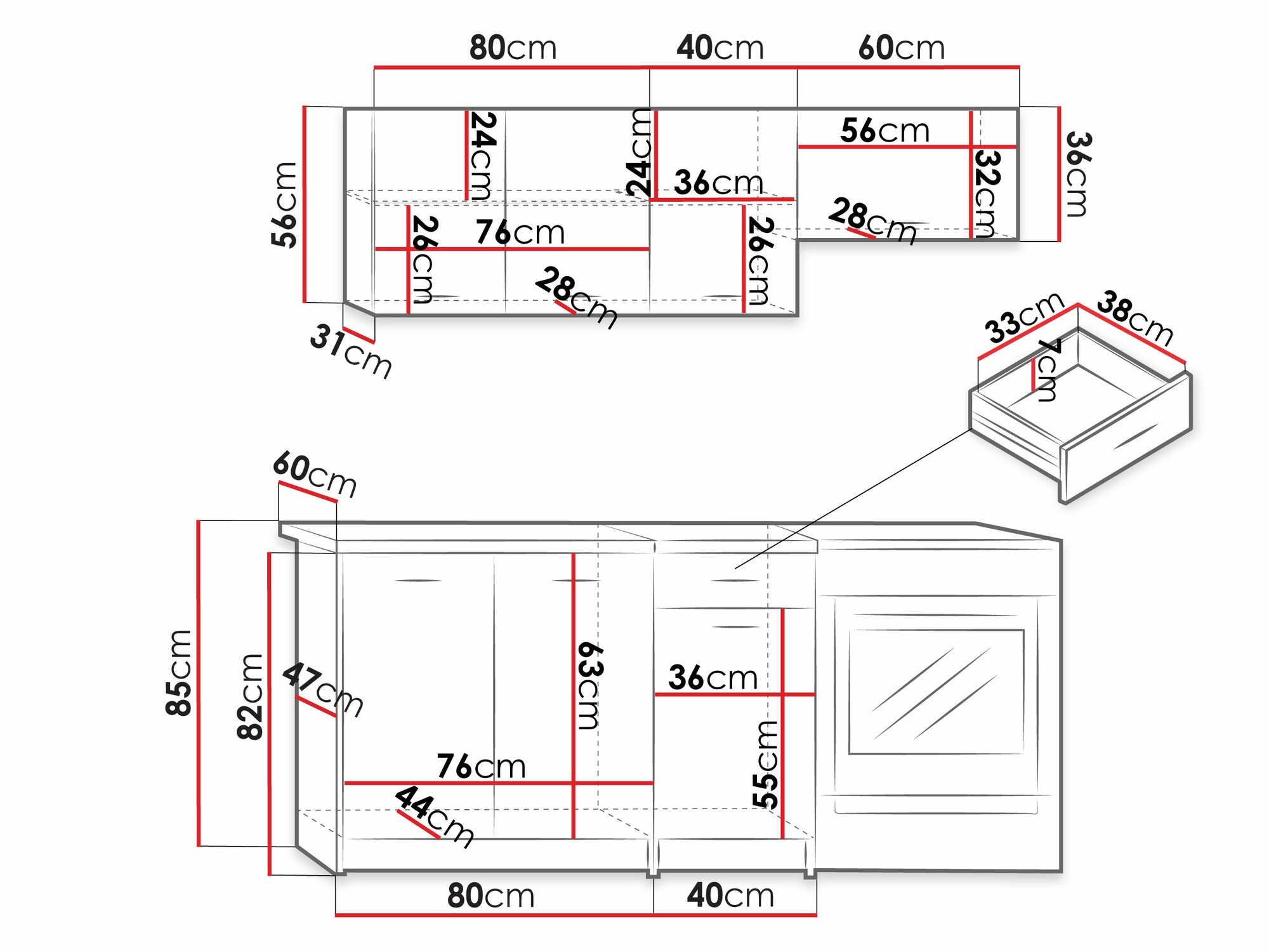 Conjunto para cozinha Ota (Carvalho sonoma + Bege)