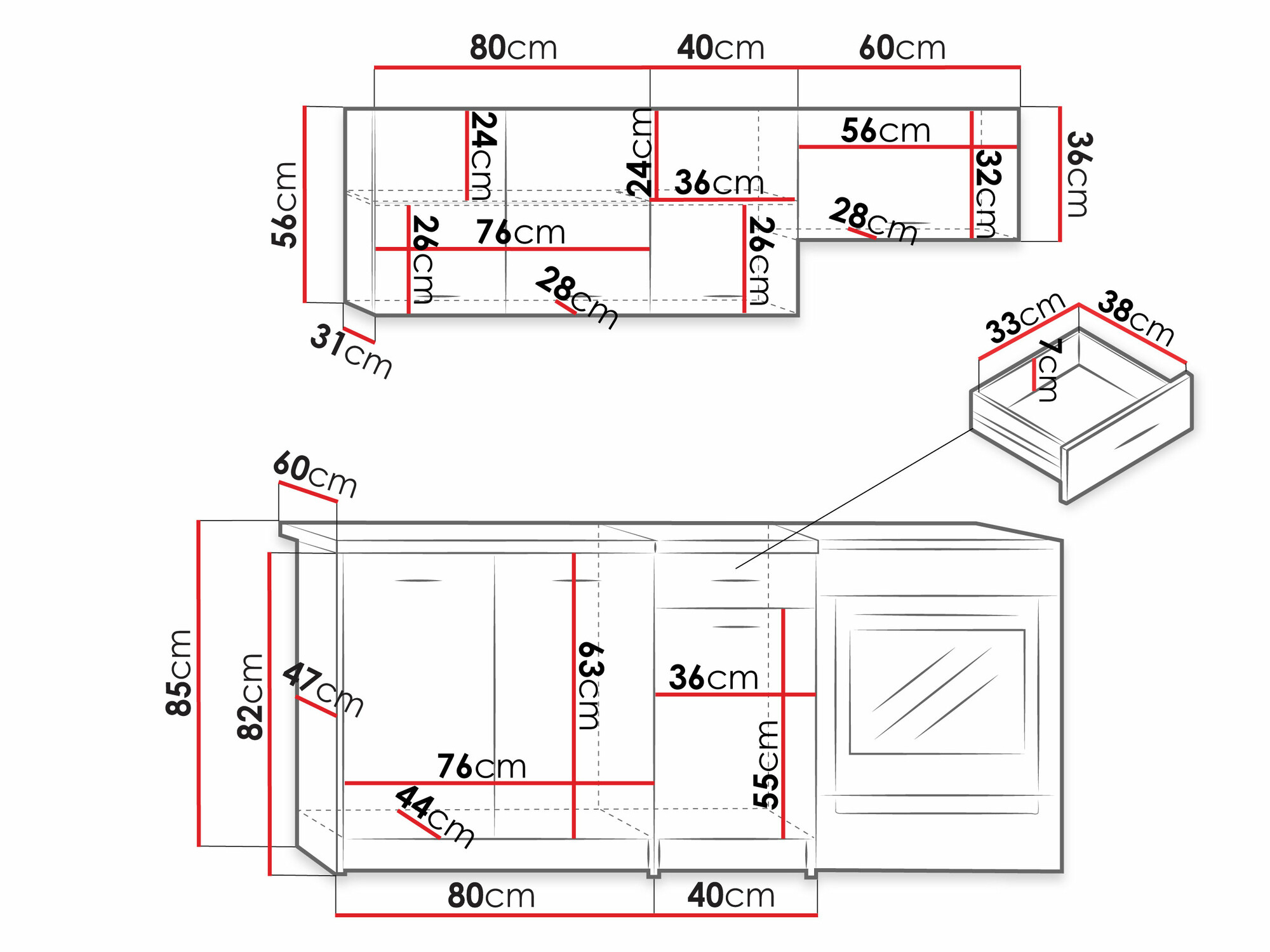 Conjunto para cozinha Trenton 101 (Carvalho sonoma + Bege)