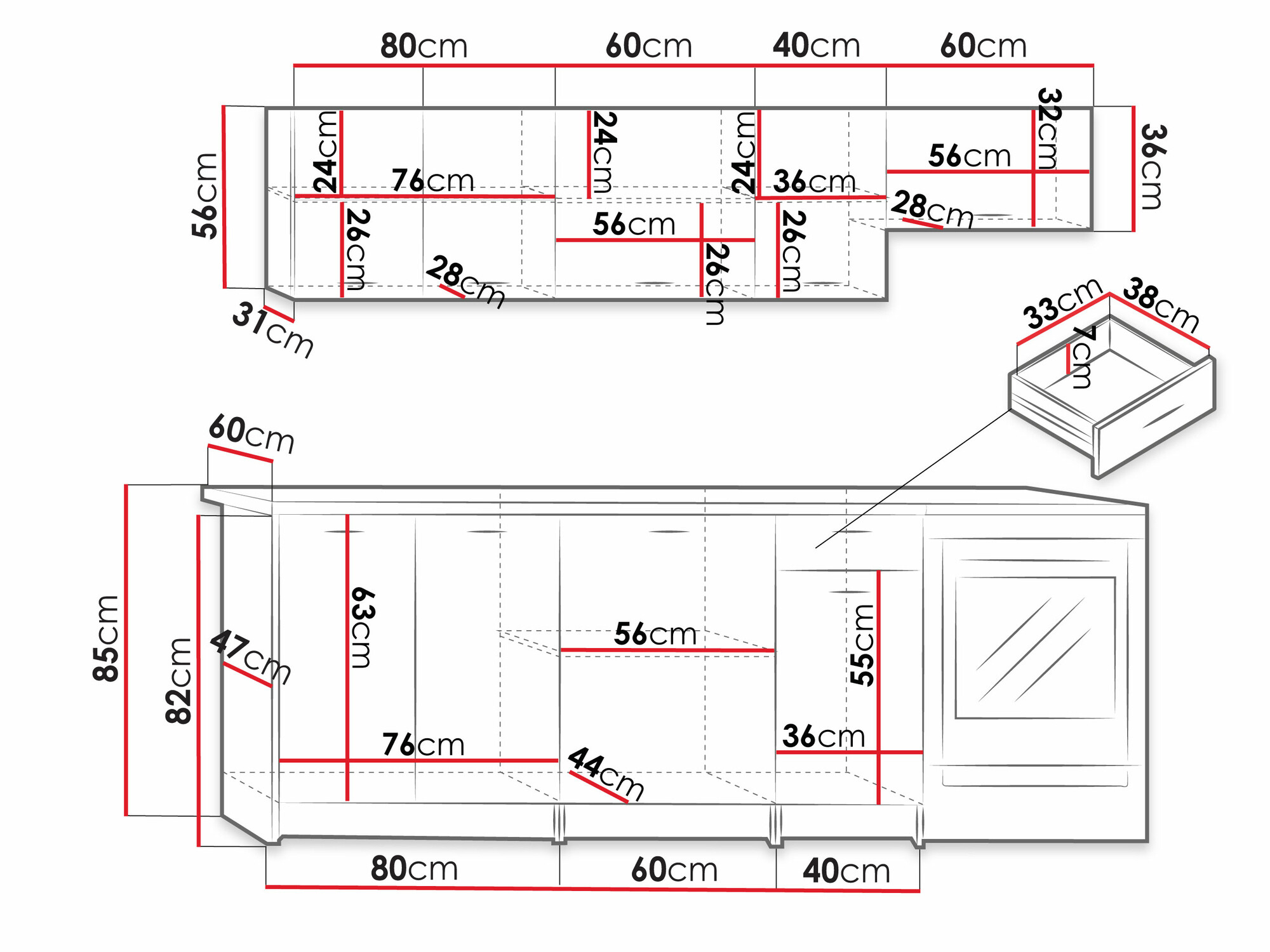 Conjunto para cozinha Trenton 105 (Branco + Beige)