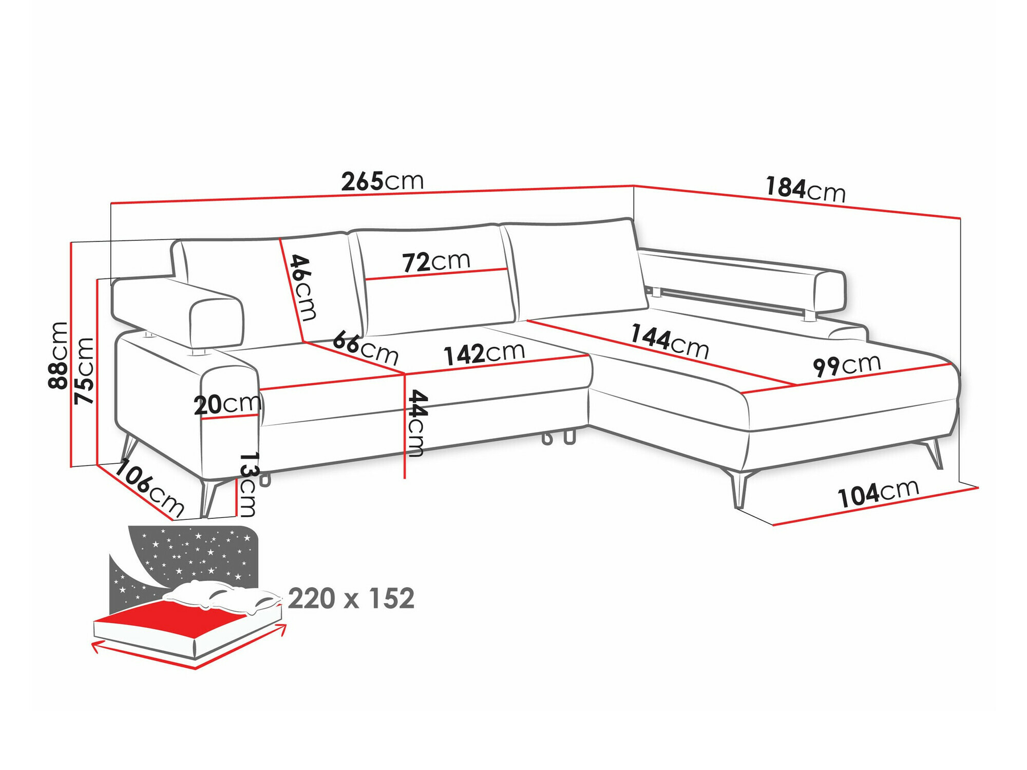 Sofá de canto Lincoln 176 (Zetta 300)