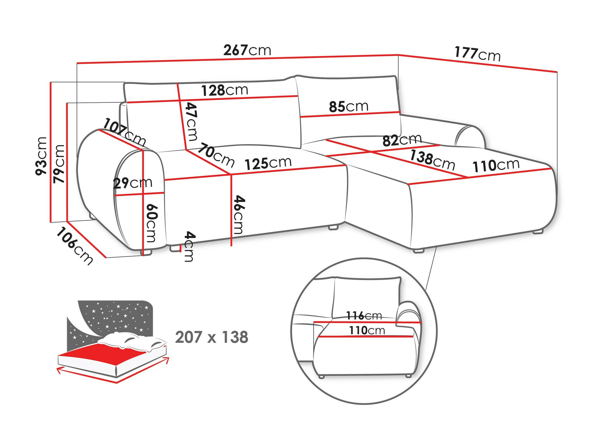 Sofá de canto TrendyNest Strigina (Tilia 86)