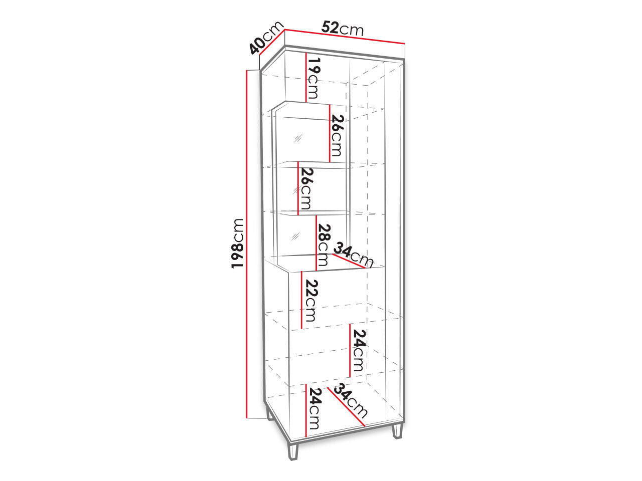 Estante Florem I (Branco + Branco brilhante + Madeira clara)