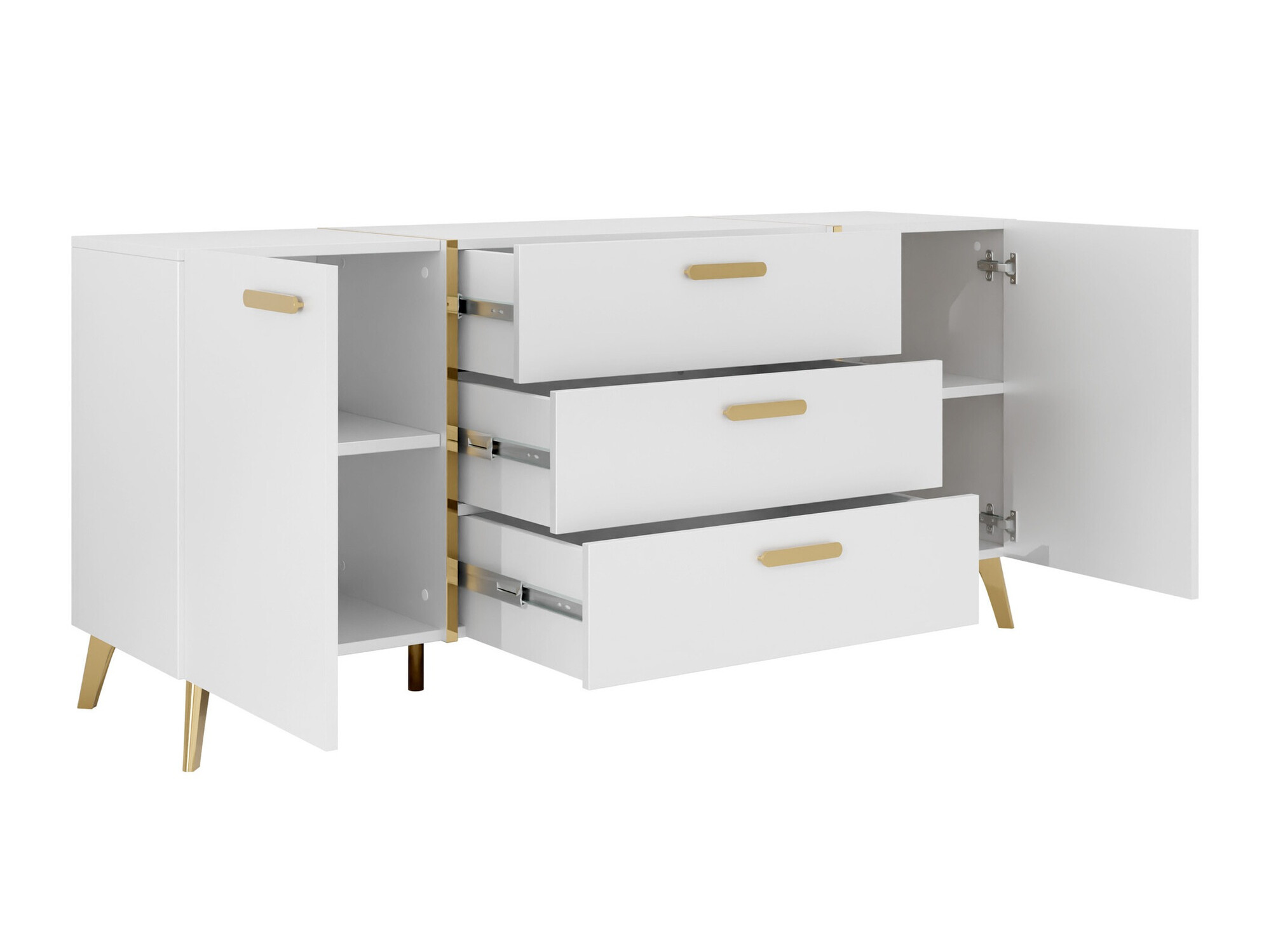 Conjunto para sala de estar Comfivo Capella (Branco + Branco brilhante)