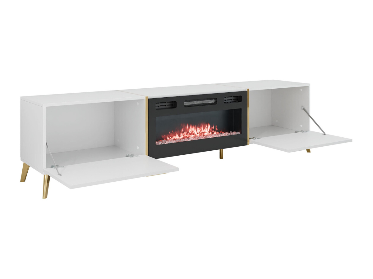 Conjunto para sala de estar Teslomo 102 (Branco + Branco brilhante)