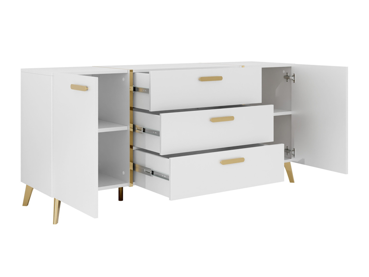 Conjunto para sala de estar Teslomo 102 (Branco + Branco brilhante)