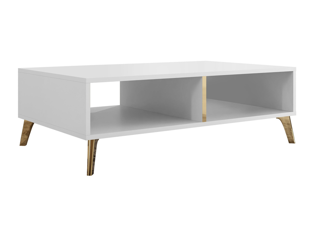 Conjunto para sala de estar Teslomo 102 (Branco + Branco brilhante)
