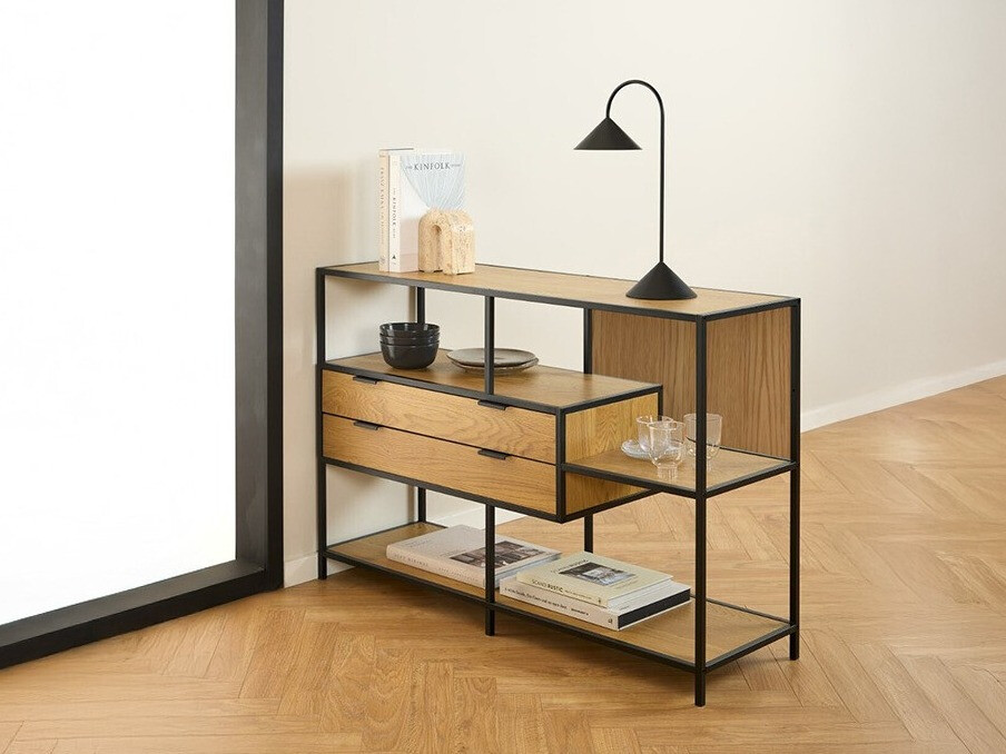 Estante Norsica Sevferi 183 (Preto + Carvalho selvagem)