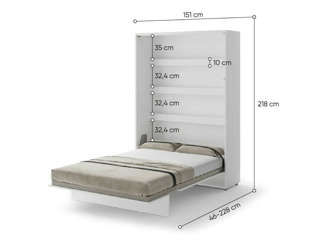 Cama rebatível Concept Pro Lenart VII (Branco + Cinzento)