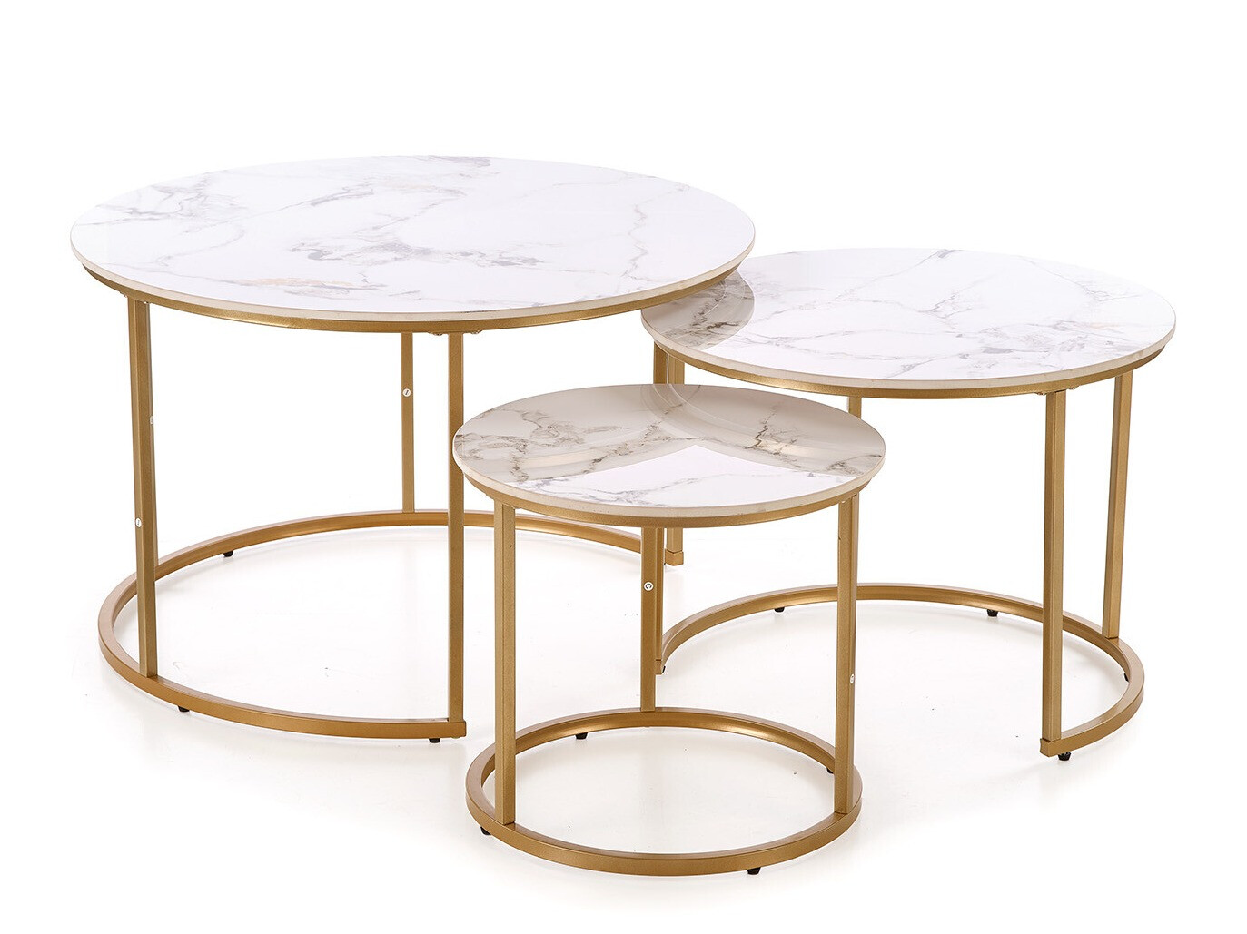 Conjunto de mesa de centro Houston 1884 (Dourado + Marmore branco)