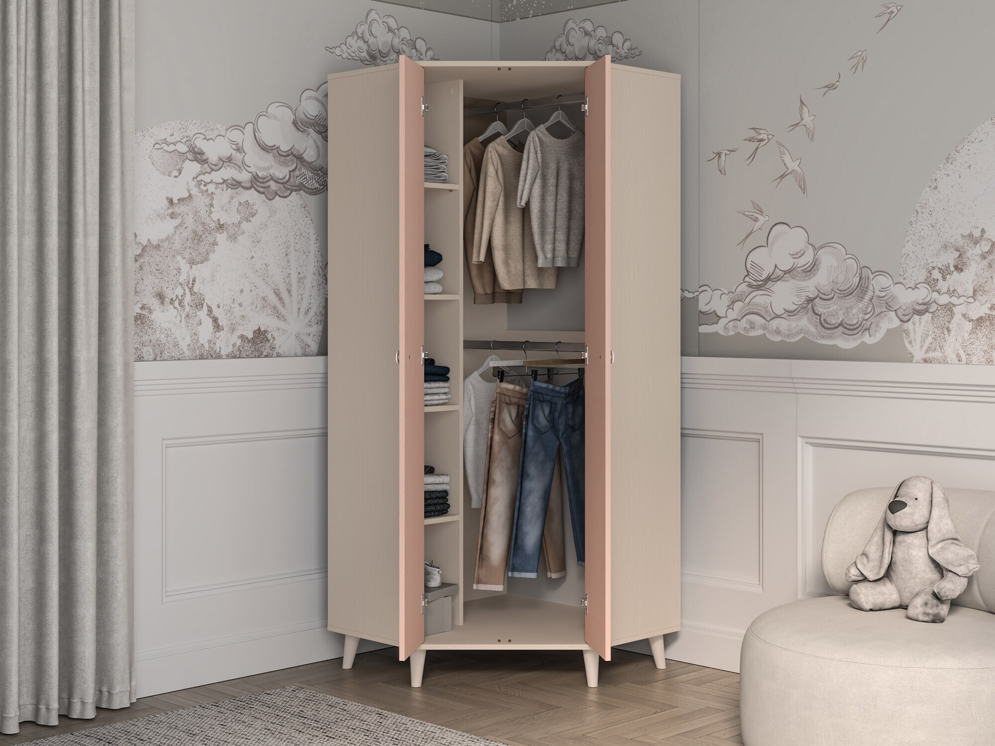 Roupeiro de canto Tortoli 100 (Rosa)
