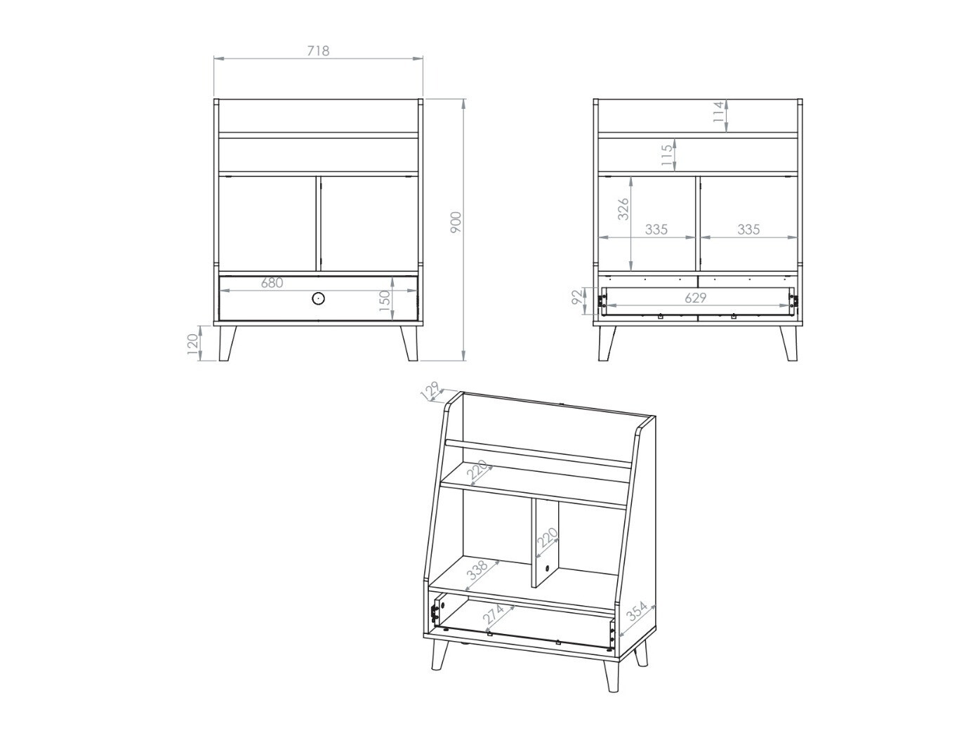 Estante Tortoli 107 (Cinzento)