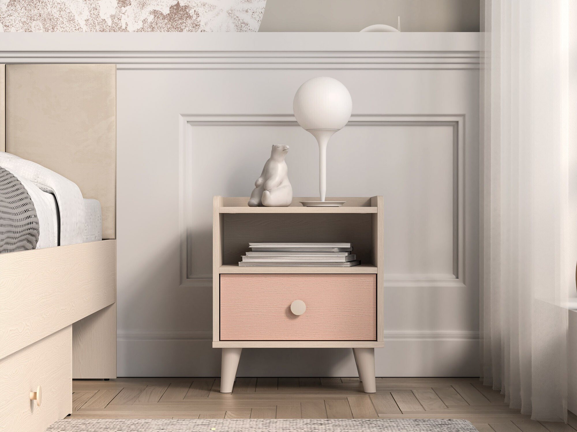 Mesa de cabeceira Tortoli 108 (Rosa)