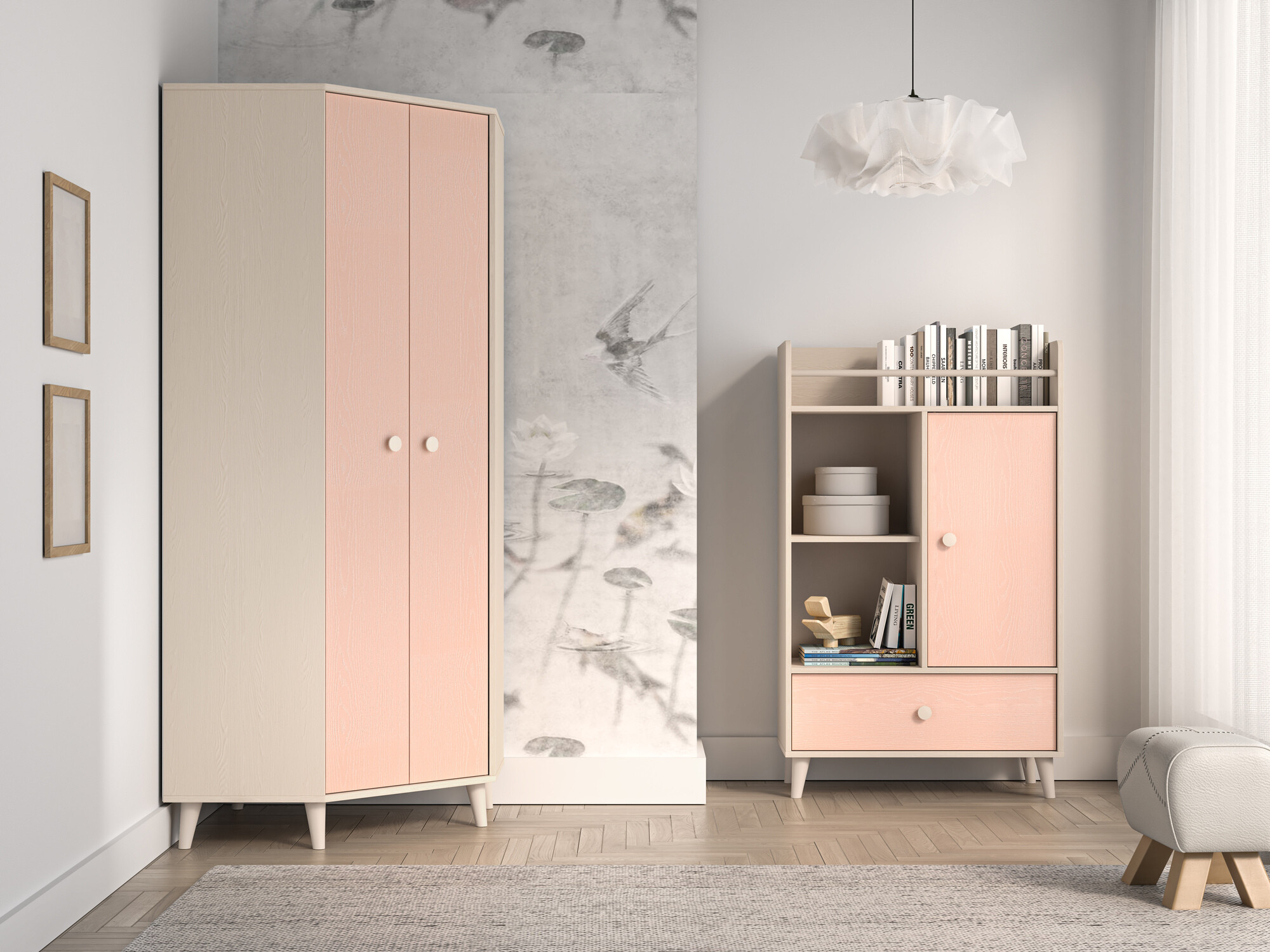 Conjunto para quarto infantil Tortoli 113 (Rosa)