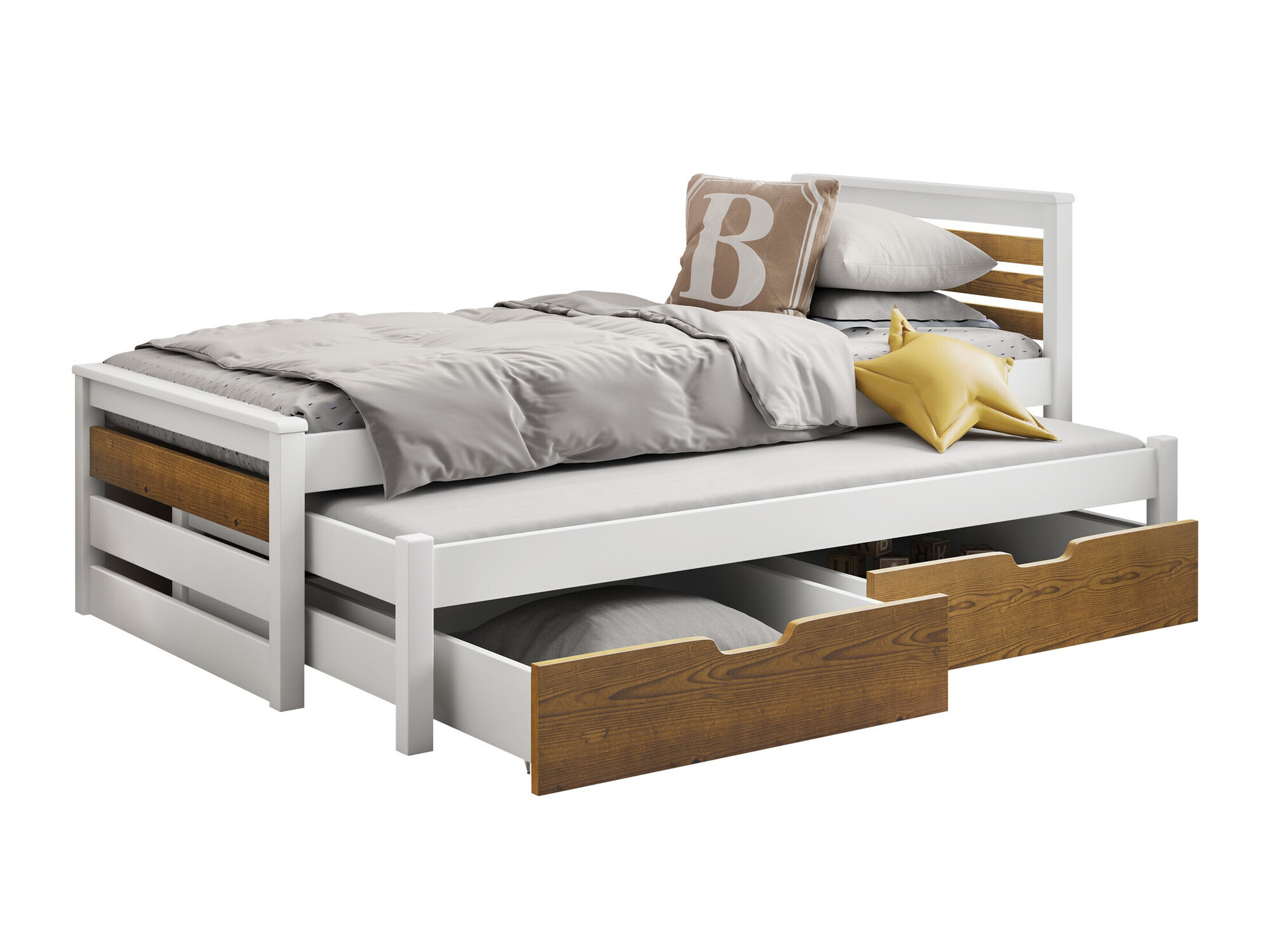 Cama Henderson 170 (Branco + Carvalho sonoma)