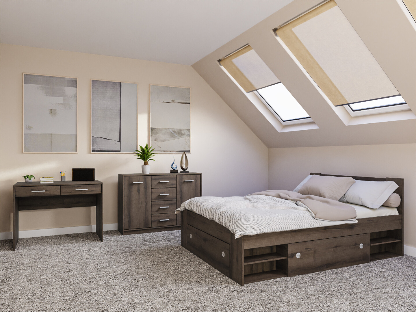 Conjunto para quarto Novsore 156 (Carvalho escuro)