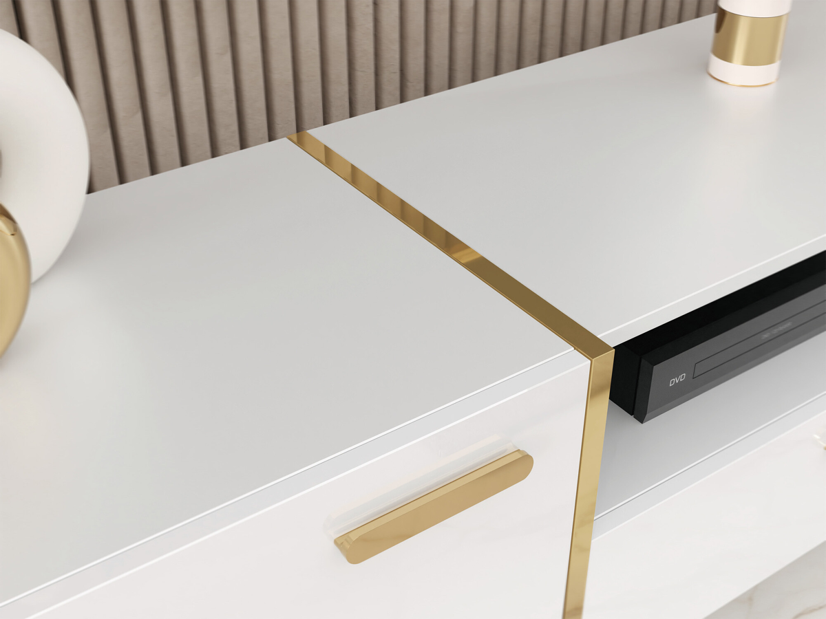 Conjunto para sala de estar Teslomo 102 (Branco + Branco brilhante)