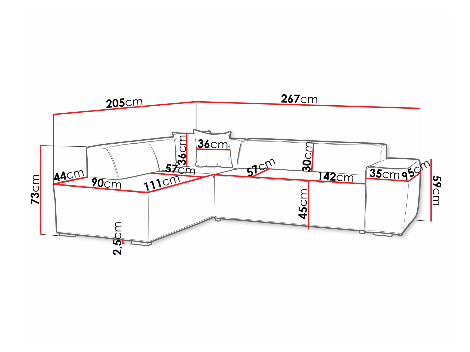 Sofá de canto Comfivo 289 (Terra 05 + Terra 06)