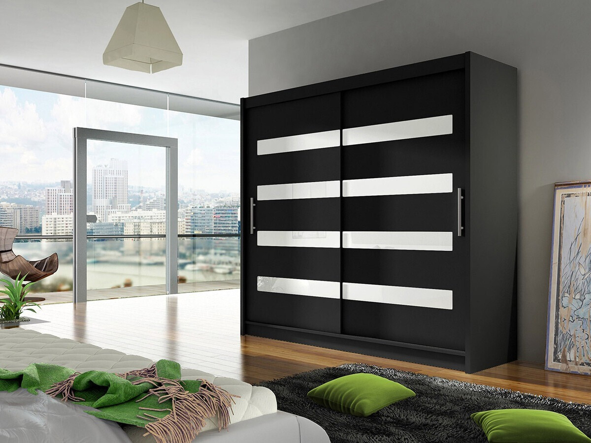 Roupeiro Closico Pallor XI (Preto + Branco brilhante)