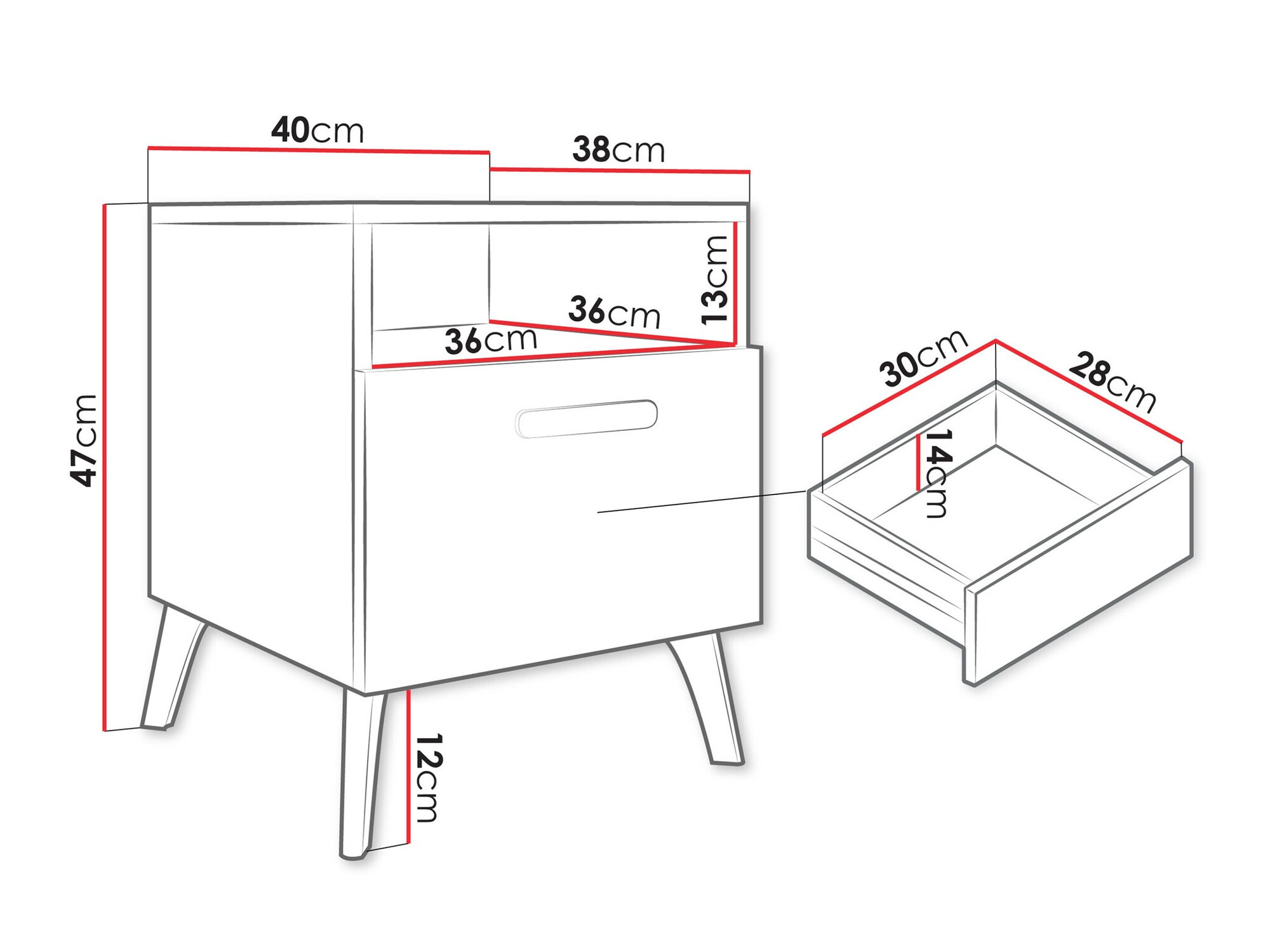 Mesa de cabeceira Comfivo Capella (Caxemira + Caxemira brilhante)