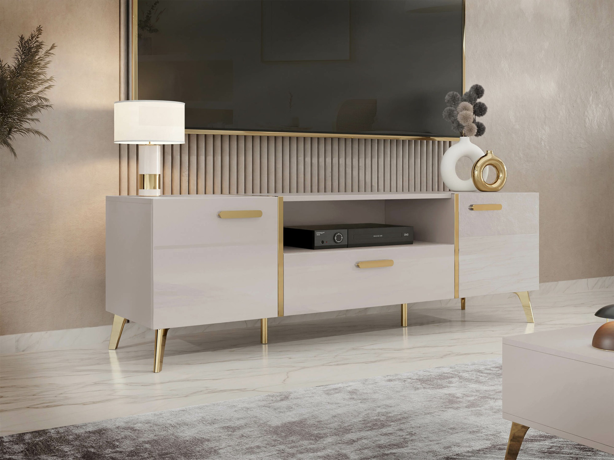 Móvel de TV Comfivo Teslomo 113 (Caxemira + Caxemira brilhante)