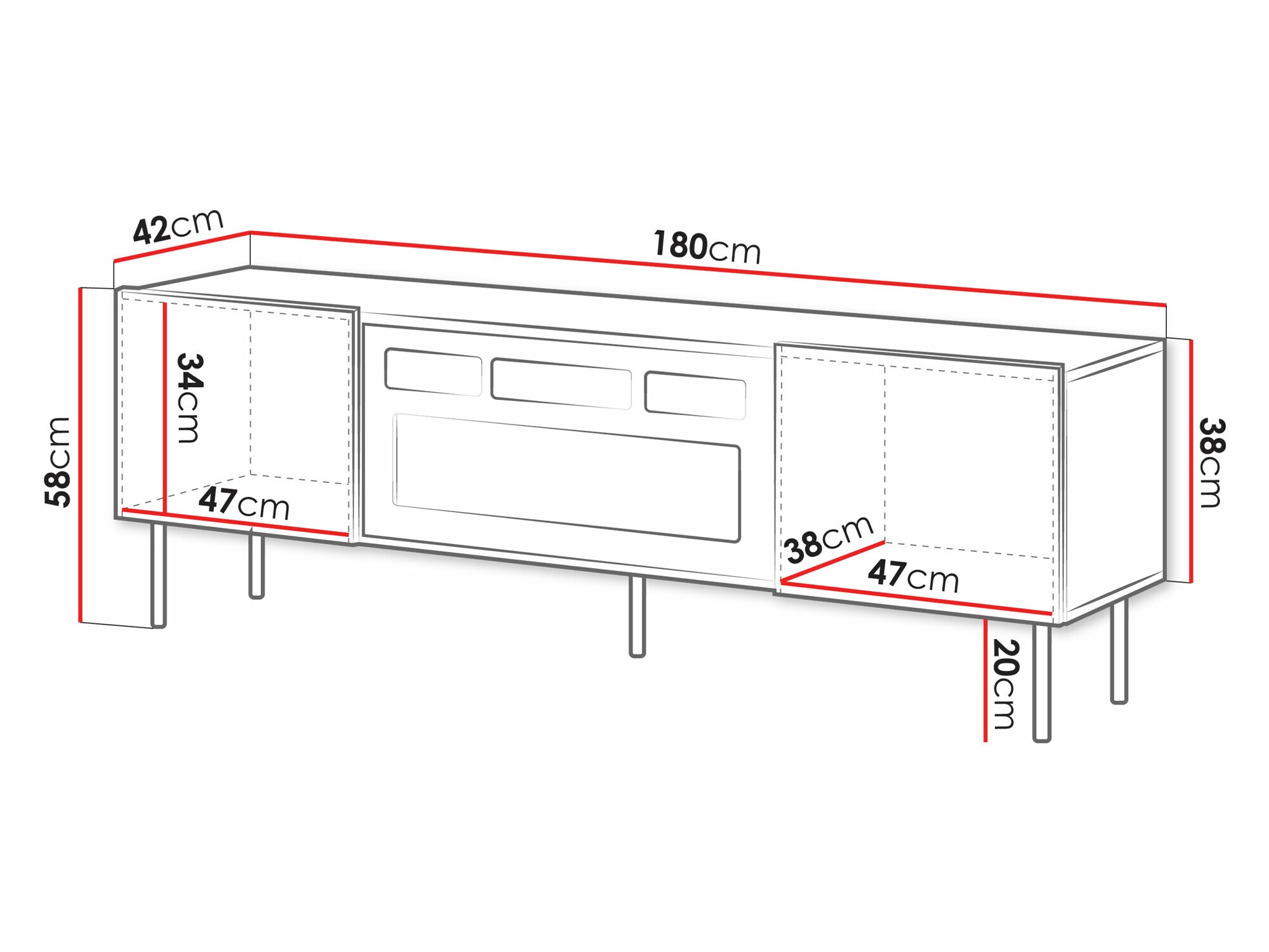 Móvel de TV Charlotte 210 (Preto)