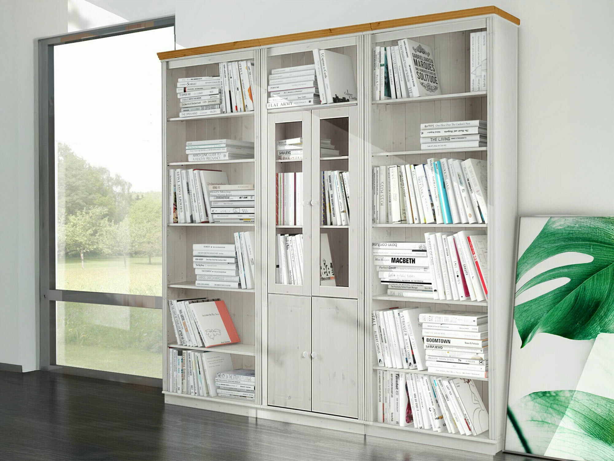 Conjunto de estante Saltoro 113 (Branco + Carvalho de mel)
