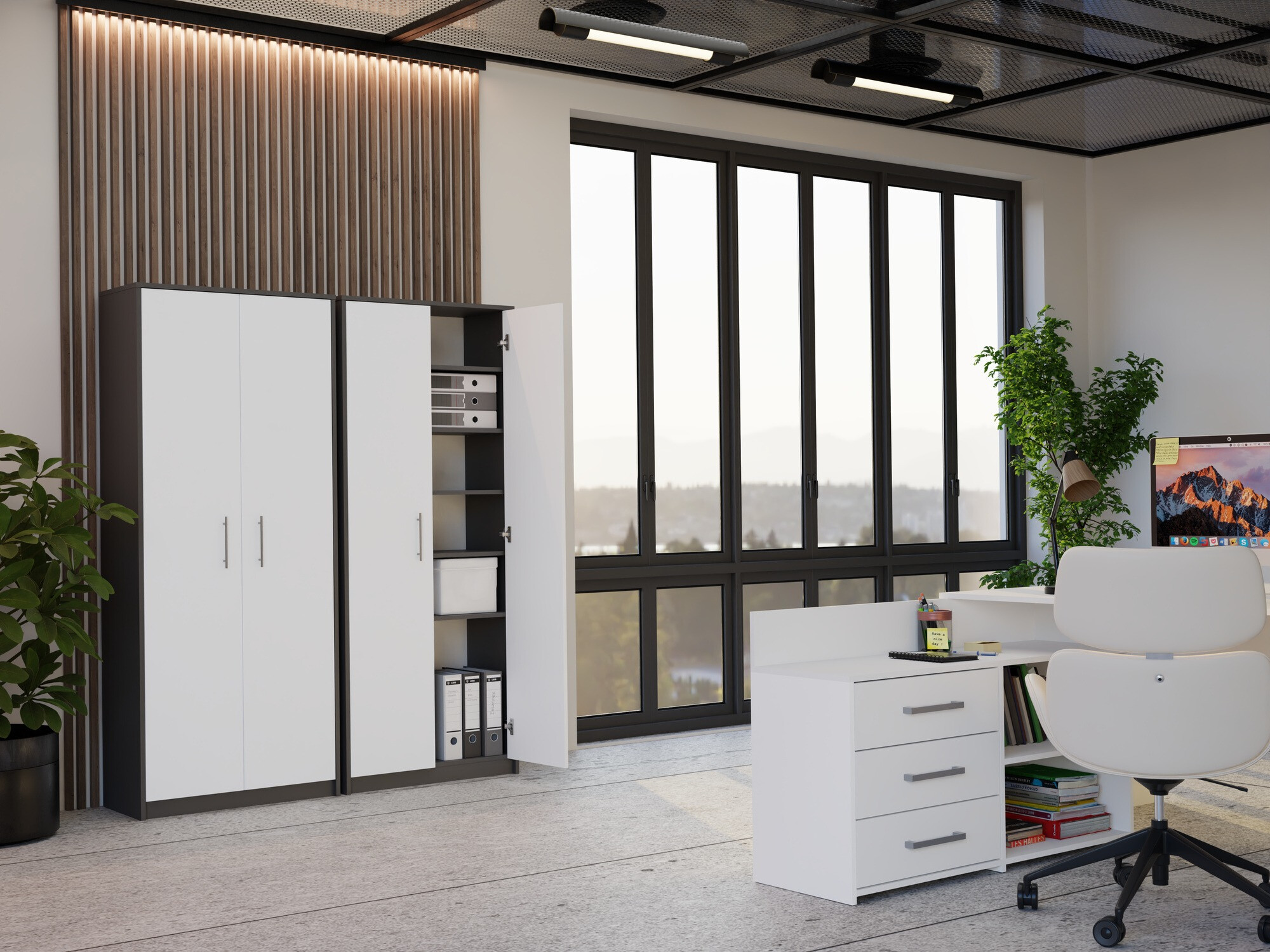 Estante Mandeville 196 (Antracite + Branco)