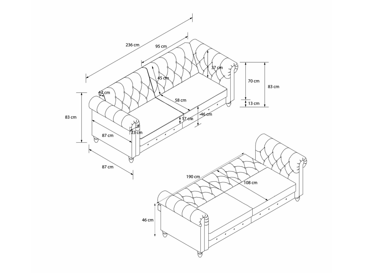 Sofá-cama Tulsa 676 (Creme)