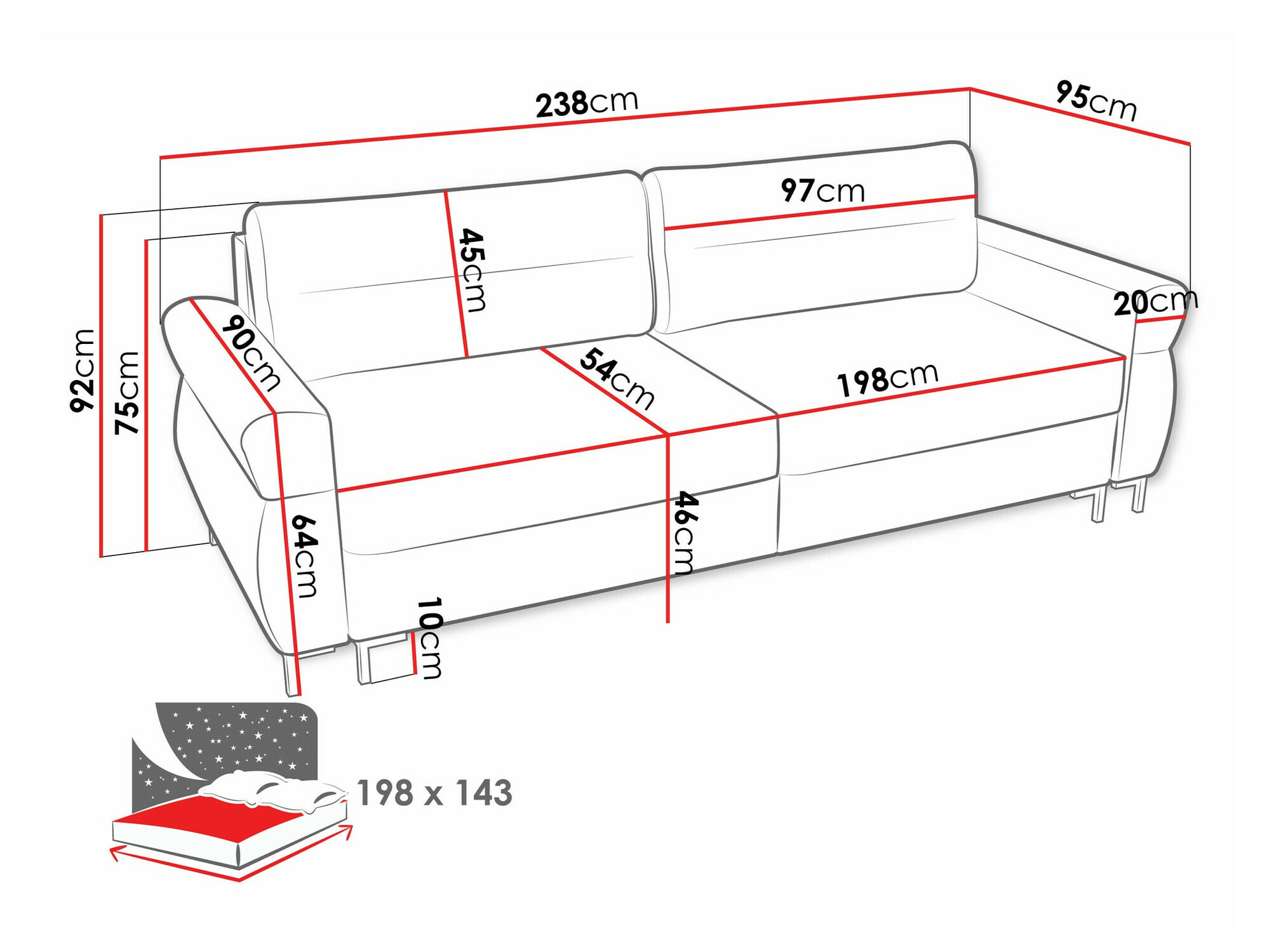 Sofá cama Stonecrest 104 (Sierra 748)