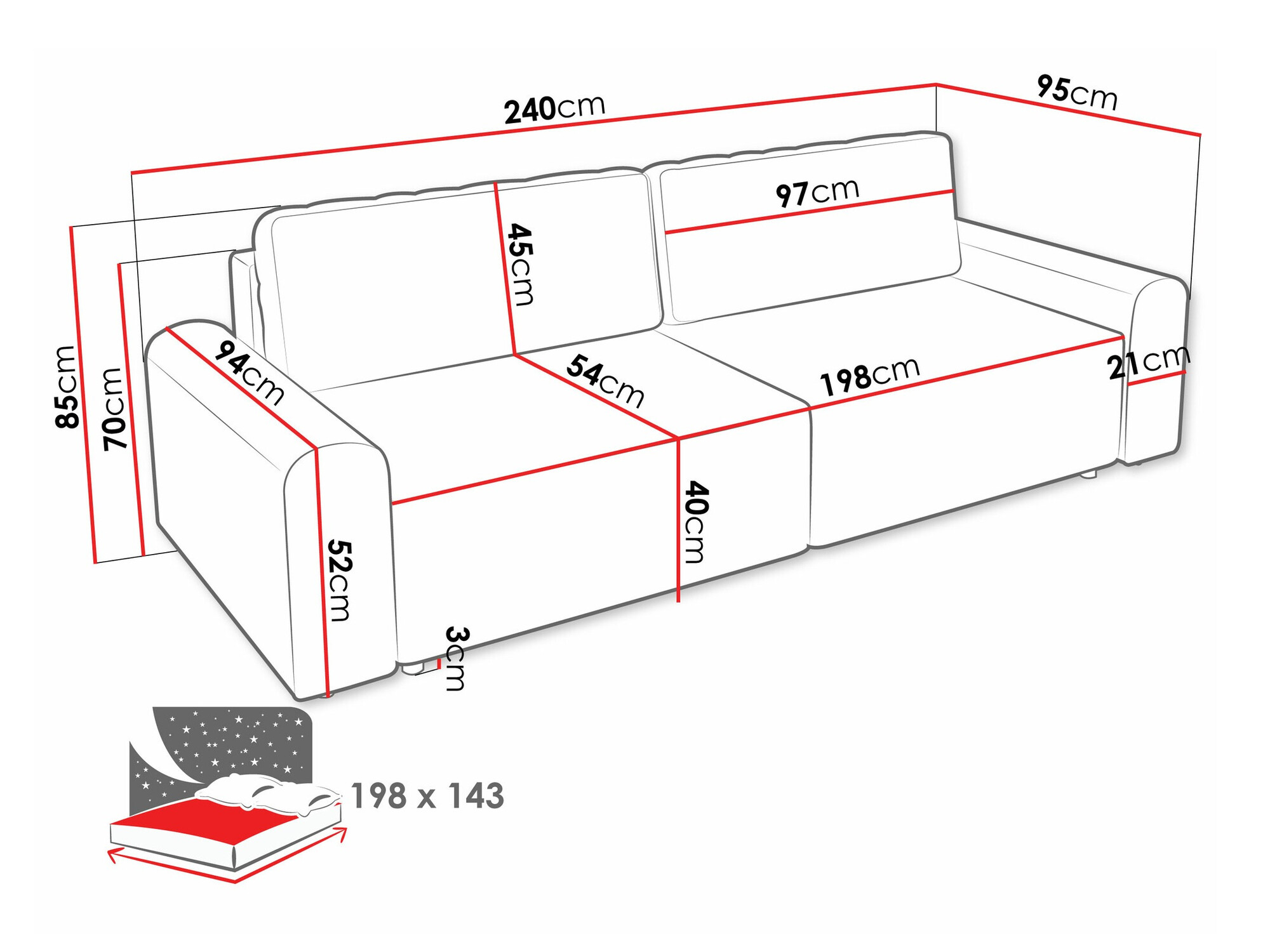 Sofá cama Stonecrest 107 (Sierra 746)