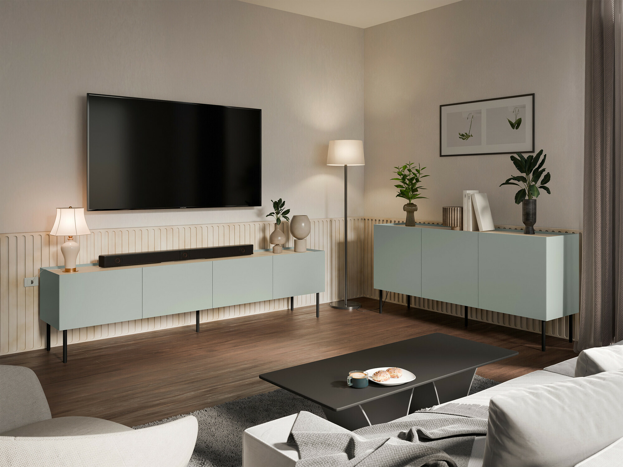 Conjunto para sala de estar Melbela 109 (Oliveira clara + Carvalho)