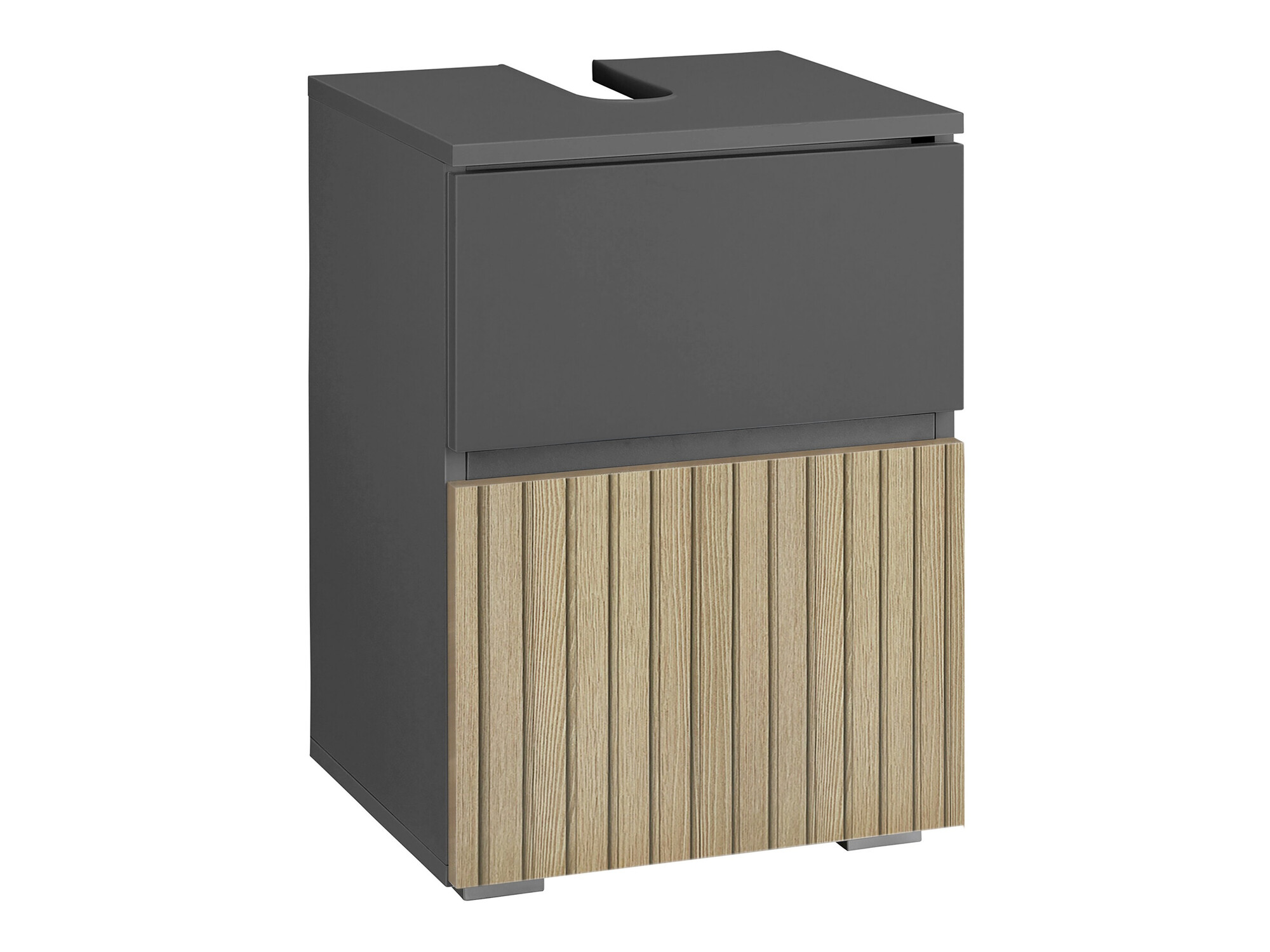Armário com lavatório de apoio próprio para casa de banho Soncamu 103 (Antracite + Carvalho claro)